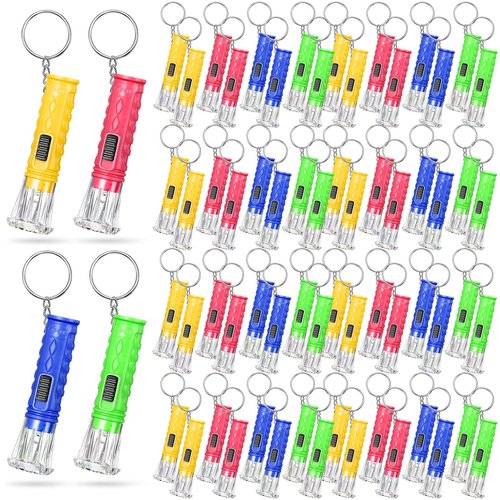 Jexine 100 Pcs Mini Flashlight Keychain Bulk Torch Keyring Flashlights LED Small Keychain Light Hiking Camping Christmas Party Favors(Black)