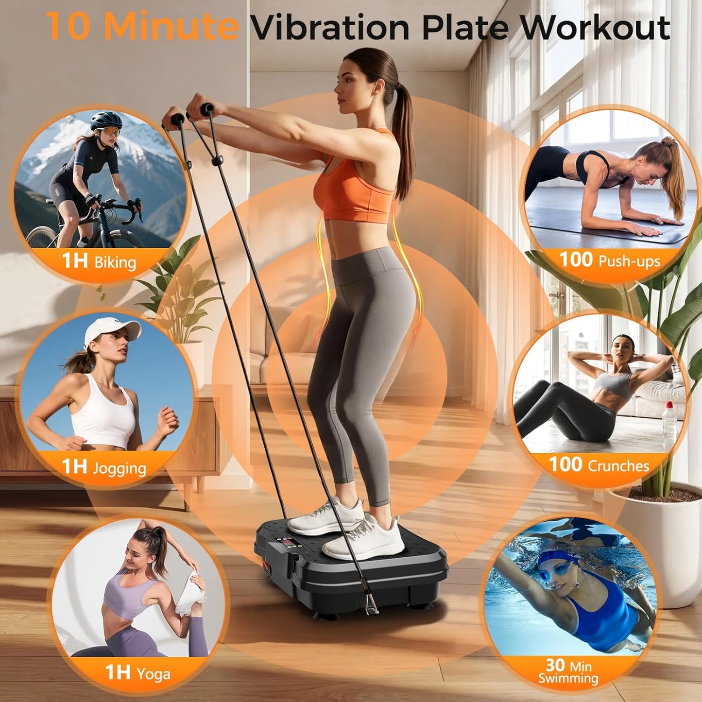 Skiennix Vibration Plate Exercise Machine - Lymphatic Drainage & Weight Loss | 400 Lbs Capacity Full Body Workout
