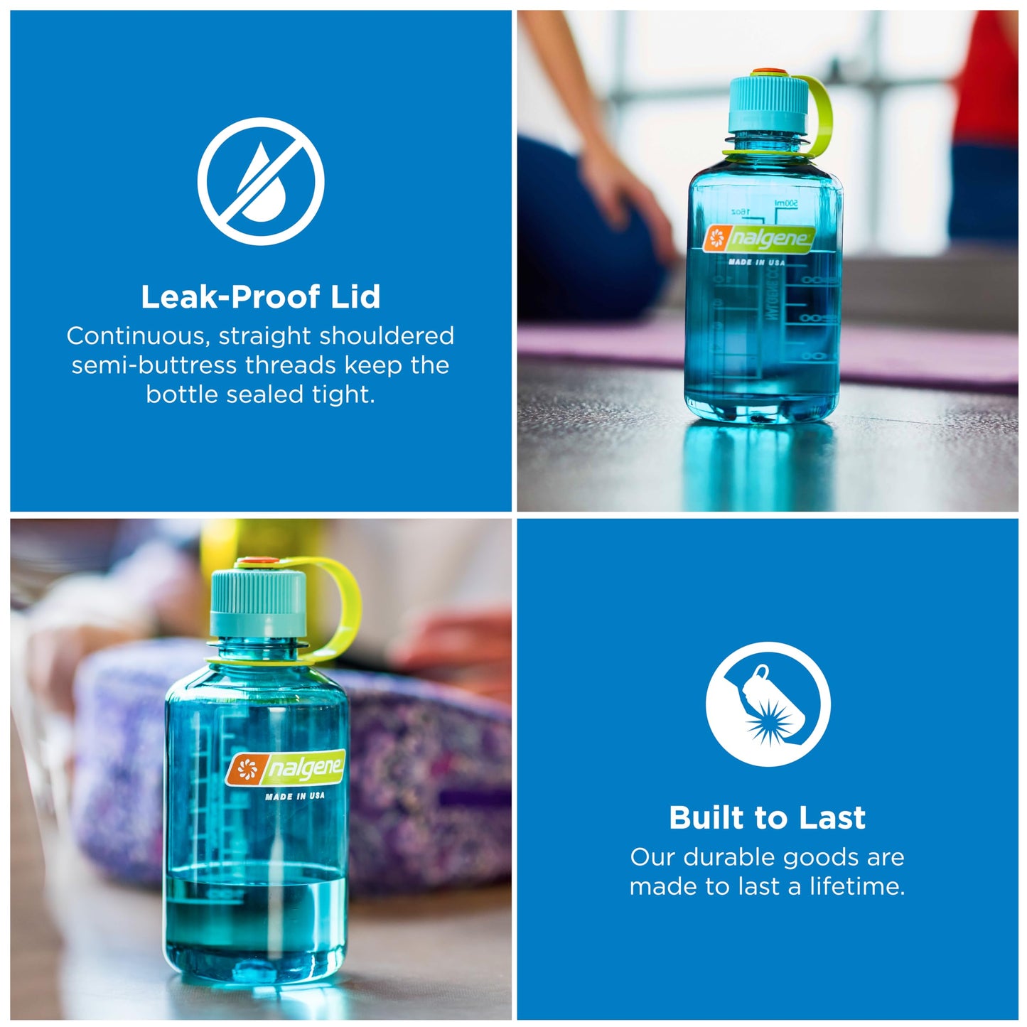 Nalgene 16 oz Narrow Mouth Water Bottle, Cerulean