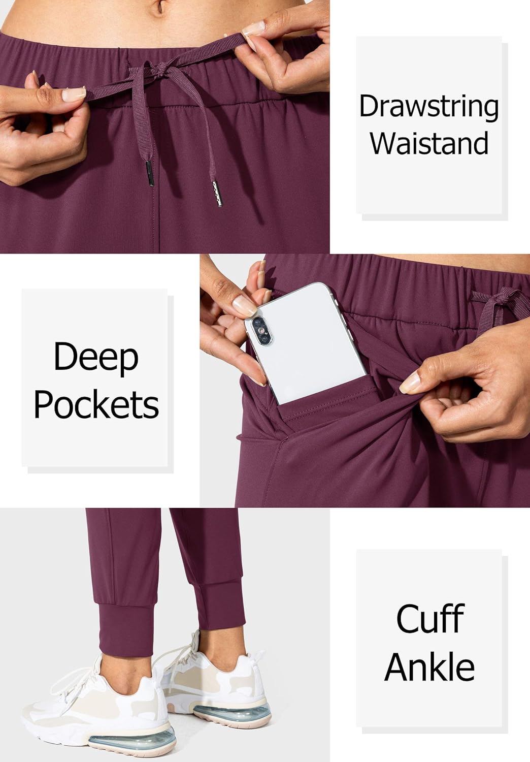 SANTINY Women's Jogger Pants - Comfortable Drawstring Sweatpants with Pockets for Lounge & Workout