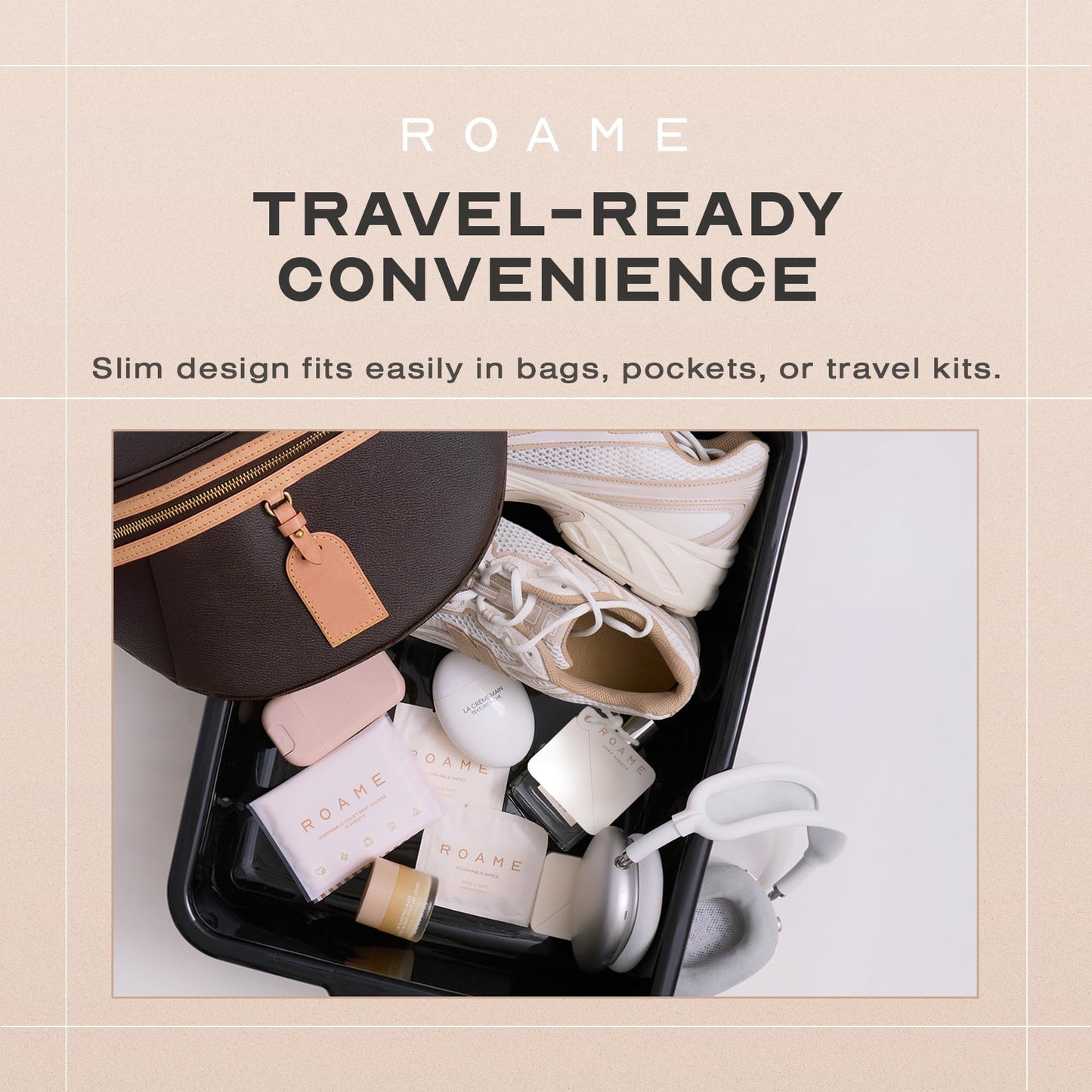 ROAME Portable Soap Sheets – Ultra-Thin Soap for Hand Moisture & Hygiene – Water-Activated, Compact, Cruelty-Free, Eco-Friendly – Perfect for Travel Kits & On-the-Go Use – 50-Pack