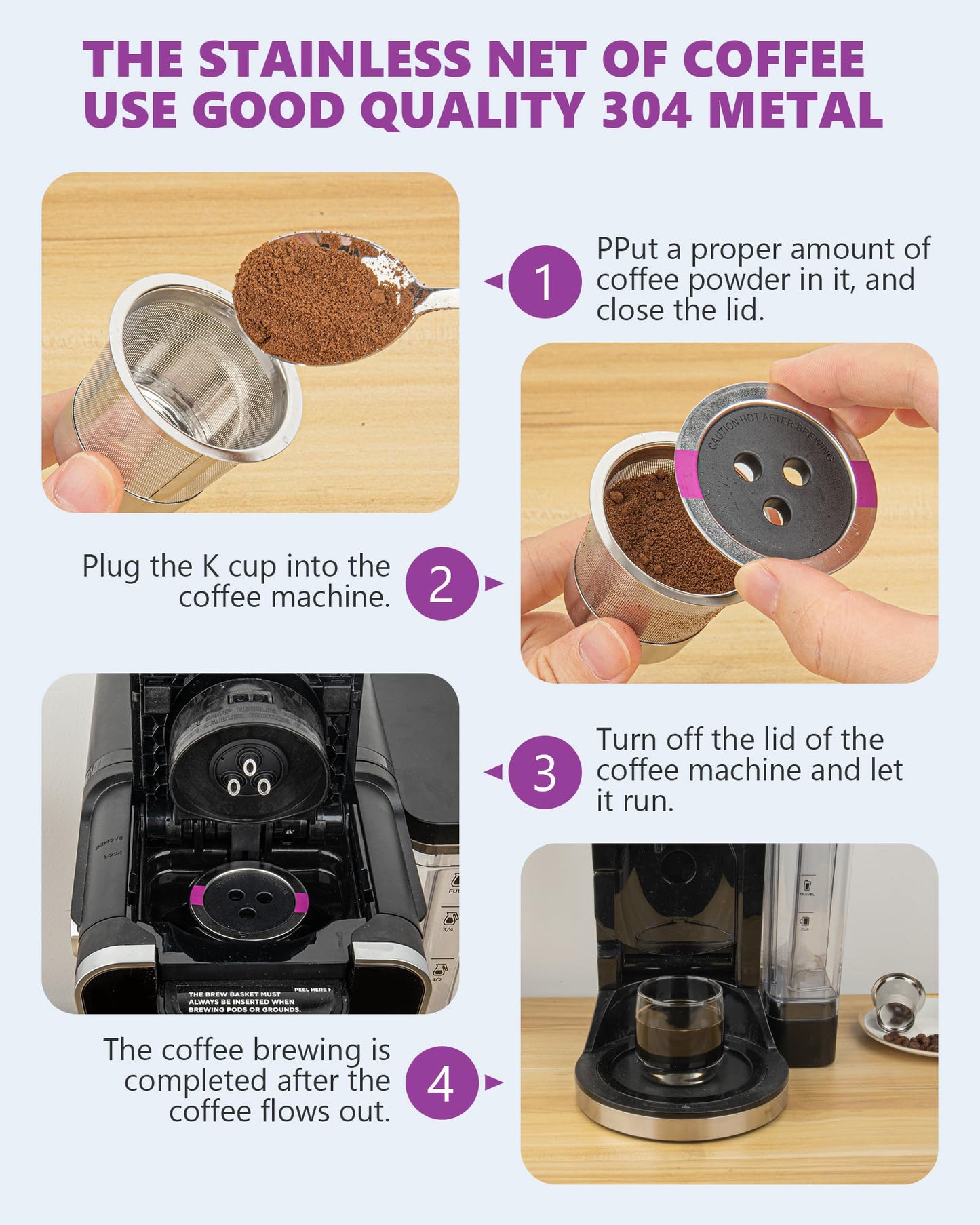 Stainless Steel Reusable Coffee Pods with 3 Holes, For Compatible with Ninja Coffee Maker, compatible with Ninja Coffee Makers (CFP201, CFP300, CFP301, CFP305, CFP307, CFP400) (2)