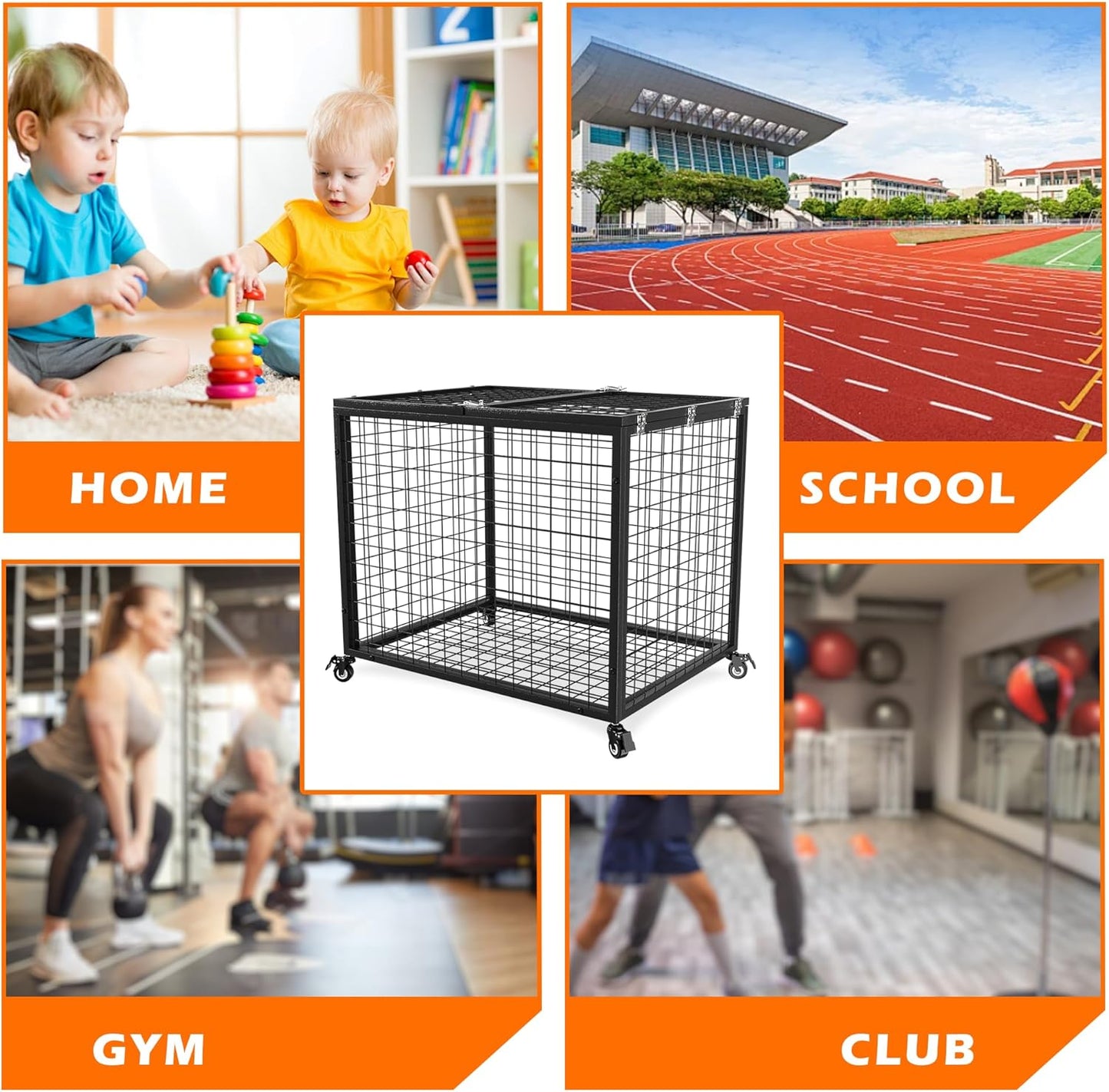 Rehomernace Basketball Organizer - Lockable Lid Storage Bin for Indoor/Outdoor Use | Rolling Ball Cart