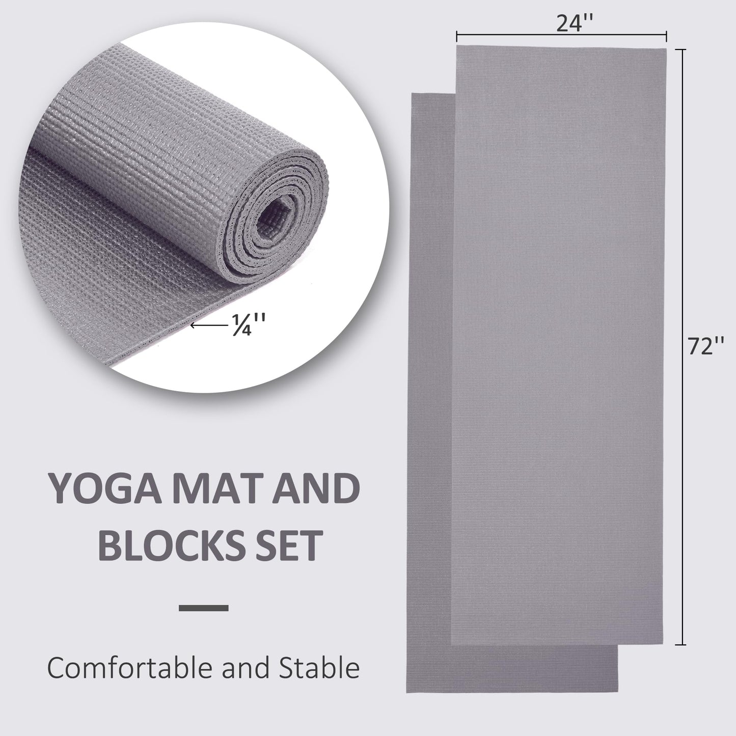 Signature Fitness All Purpose 0.25 Inch Thick High Density No Tear Exercise Yoga Mat with Strap & Lightweight Features for Indoor & Outdoor Use, Gray