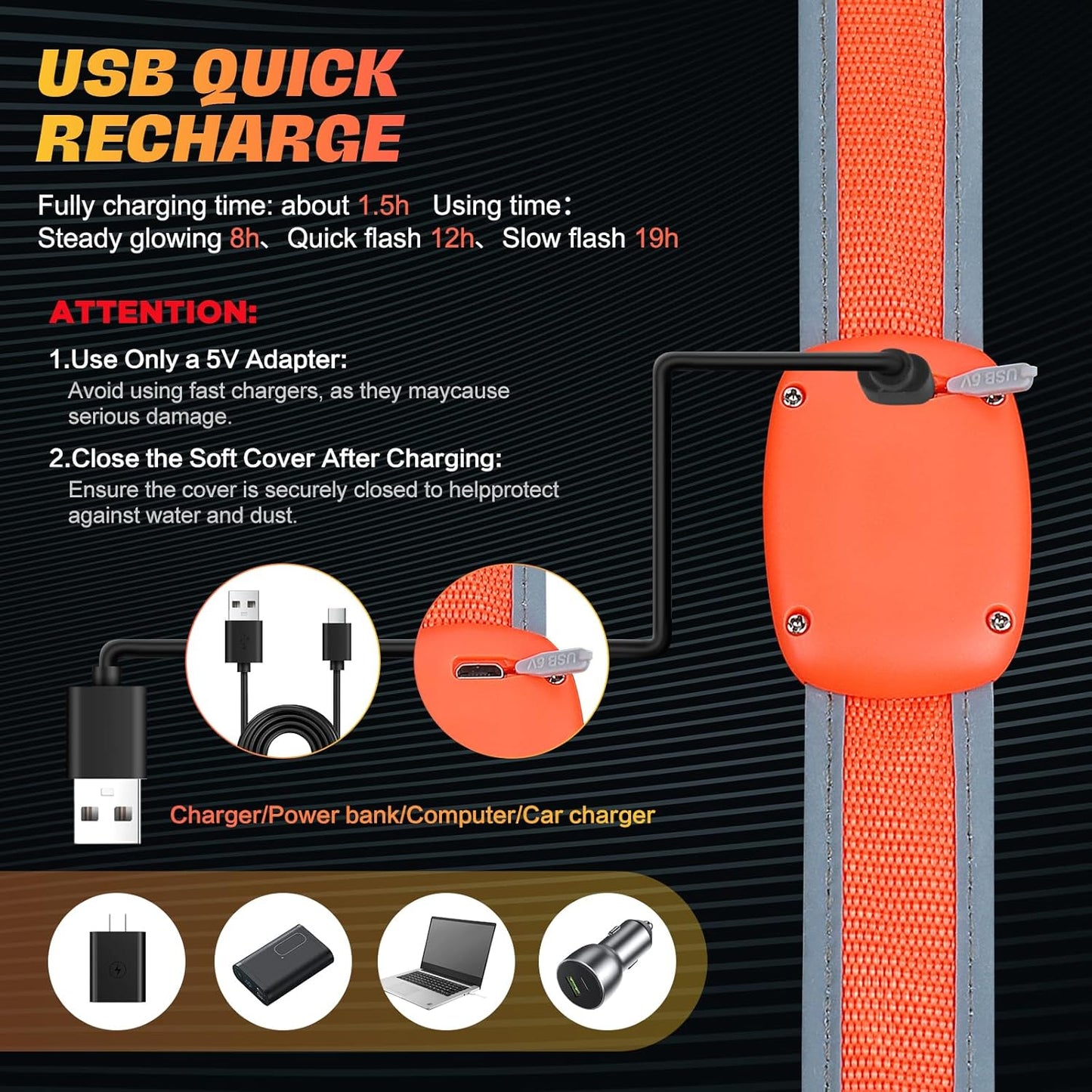 Reflective Walking Gear | USB Rechargeable LED Reflective Sash for High Visibility Night Safety