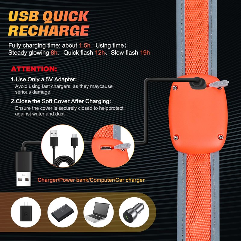 Reflective Walking Gear, Rechargeable Led Reflective Sash, USB Rechargeable Night Walking Safety Gear, High Visibility Safety Lights for Walking at Night for Men Women Jogging Walking Biking (Green)