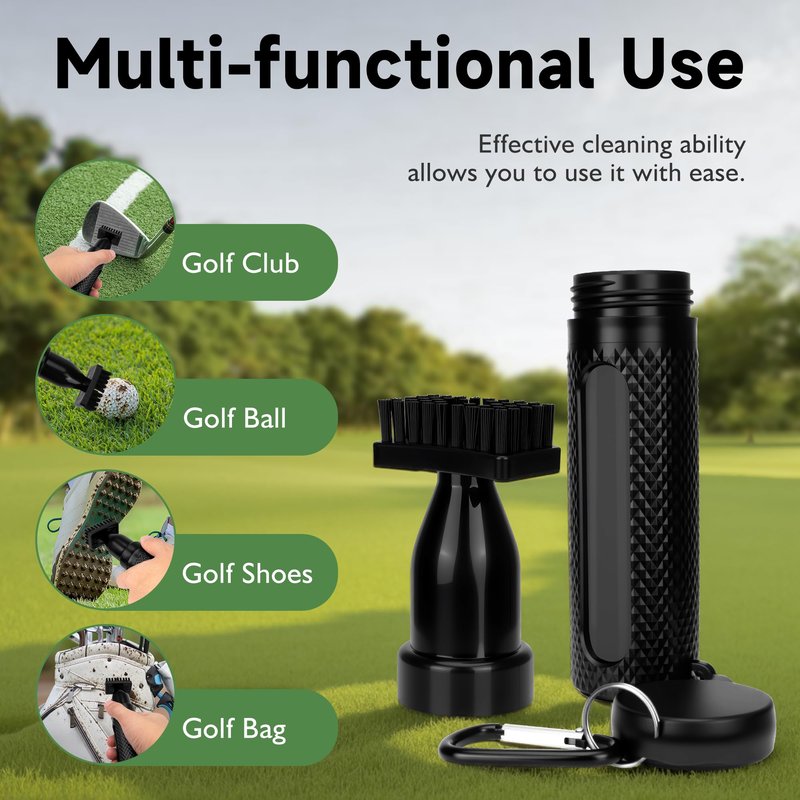 Pro Golf Club Brush Cleaner with Retainer Clip and Squeeze Water Bottle 7.8 Inches Holds 3 Ounces of Water, Essentials Golf Accessories for Men, Best Golf Gifts for Men(Equipped with golf towels)