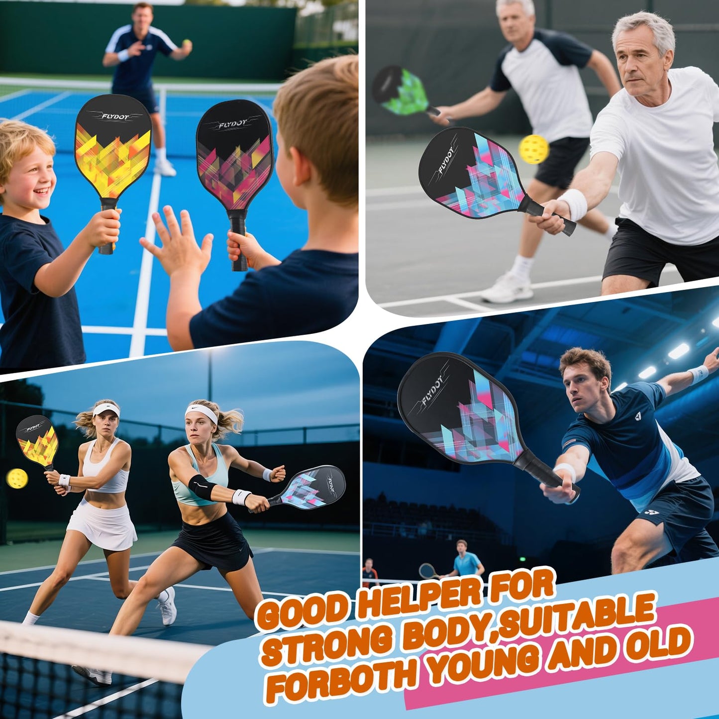Pickleball Paddles Set of 4,USAPA Approved,4 Indoor&Outdoor Balls, Carrying Bag, 4 Cooling Towels,4 Pack Paddles,Pickleball Paddles,Gifts for Beginner&Pro