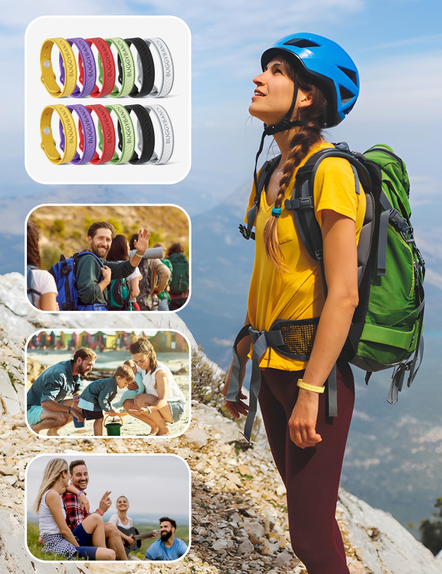 BuggyBands 9 Pack Mosquito Repellent Bracelets Silicone Mosquito Repellent Bands with DEET Free, Natural & Waterproof Bug Wristbands for Kids and Adults, Outdoor Traveling Protection