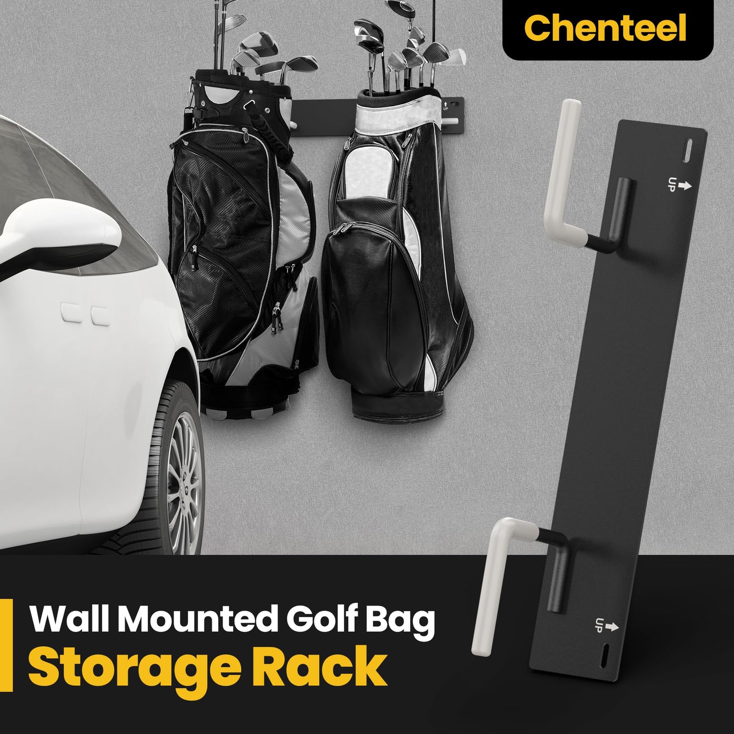 Chenteel Golf Bag Storage Rack for Garage Wall Mount,Golf Bag Garage Organizer,Golf Club Rack for Garage,Golf Bag Hanger/Holder/Hook,Golf Storage System & Accessories (2 Pack)