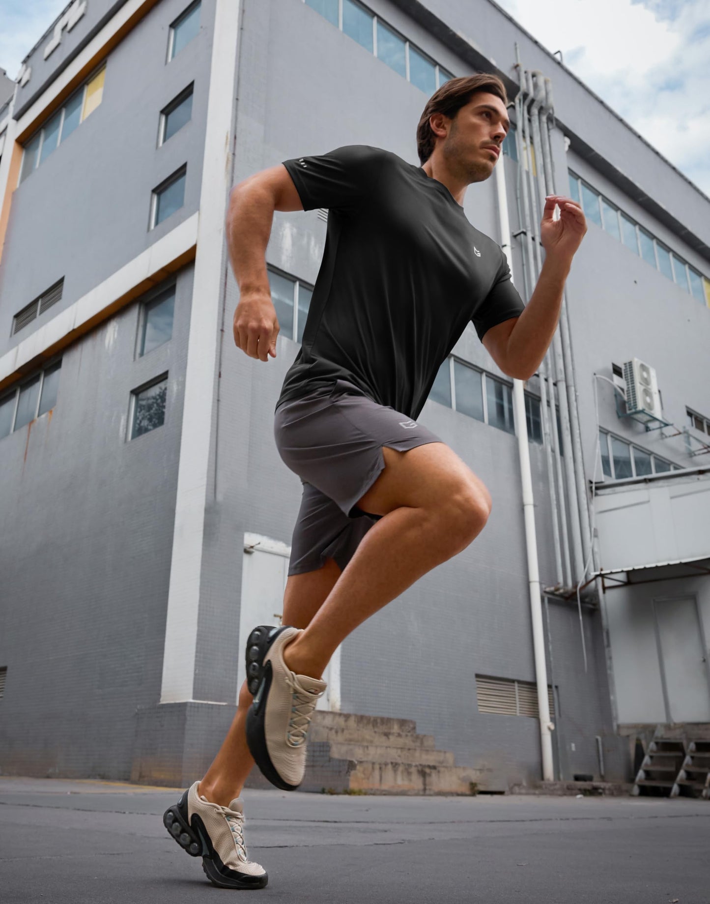 Men's Workout Breathable T-Shirts Dry Fit UPF 50+ Sun Shirts Quick Dry Cooling Tee for Athletic, Running, Hiking (Black, 2XL)