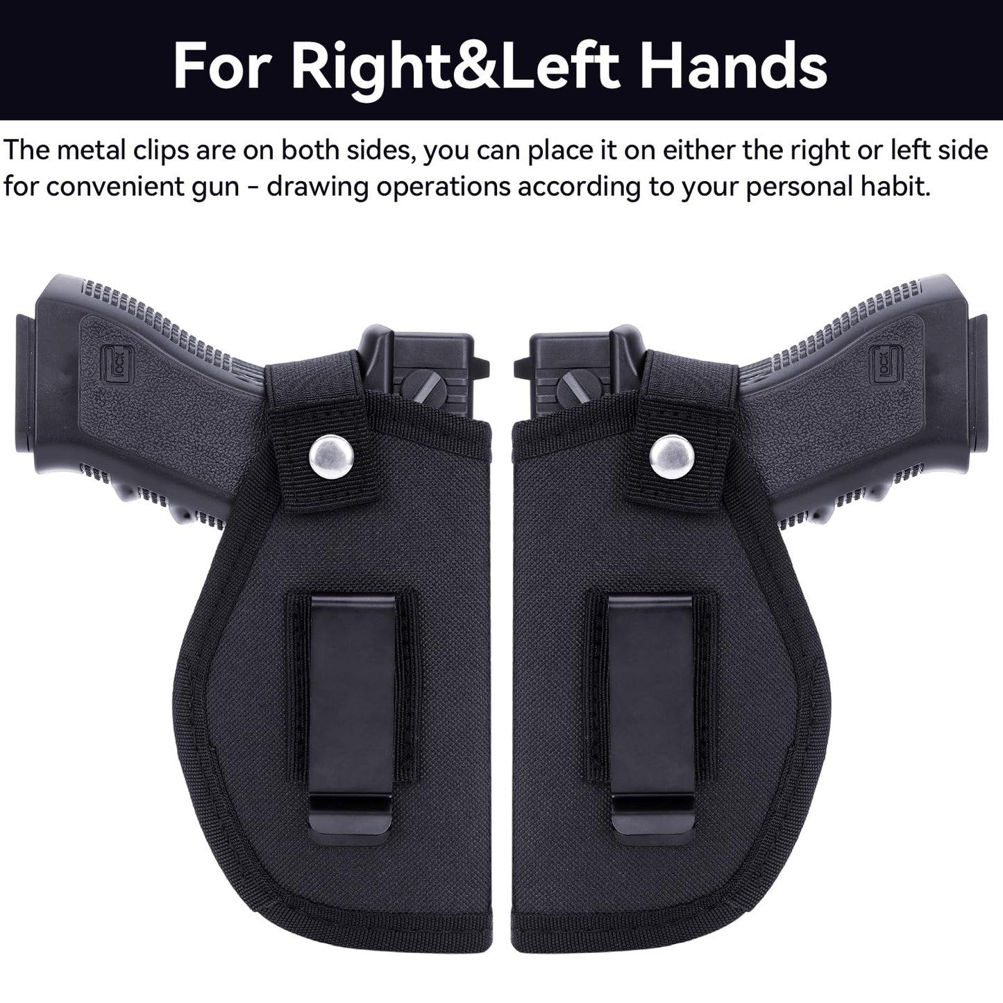 Concealed Carry Gun Holster for Men&Women, Universal IWB/OWB Pistol Holsters for Right and Left Hand, Fits Subcompact Compact Handguns, Black