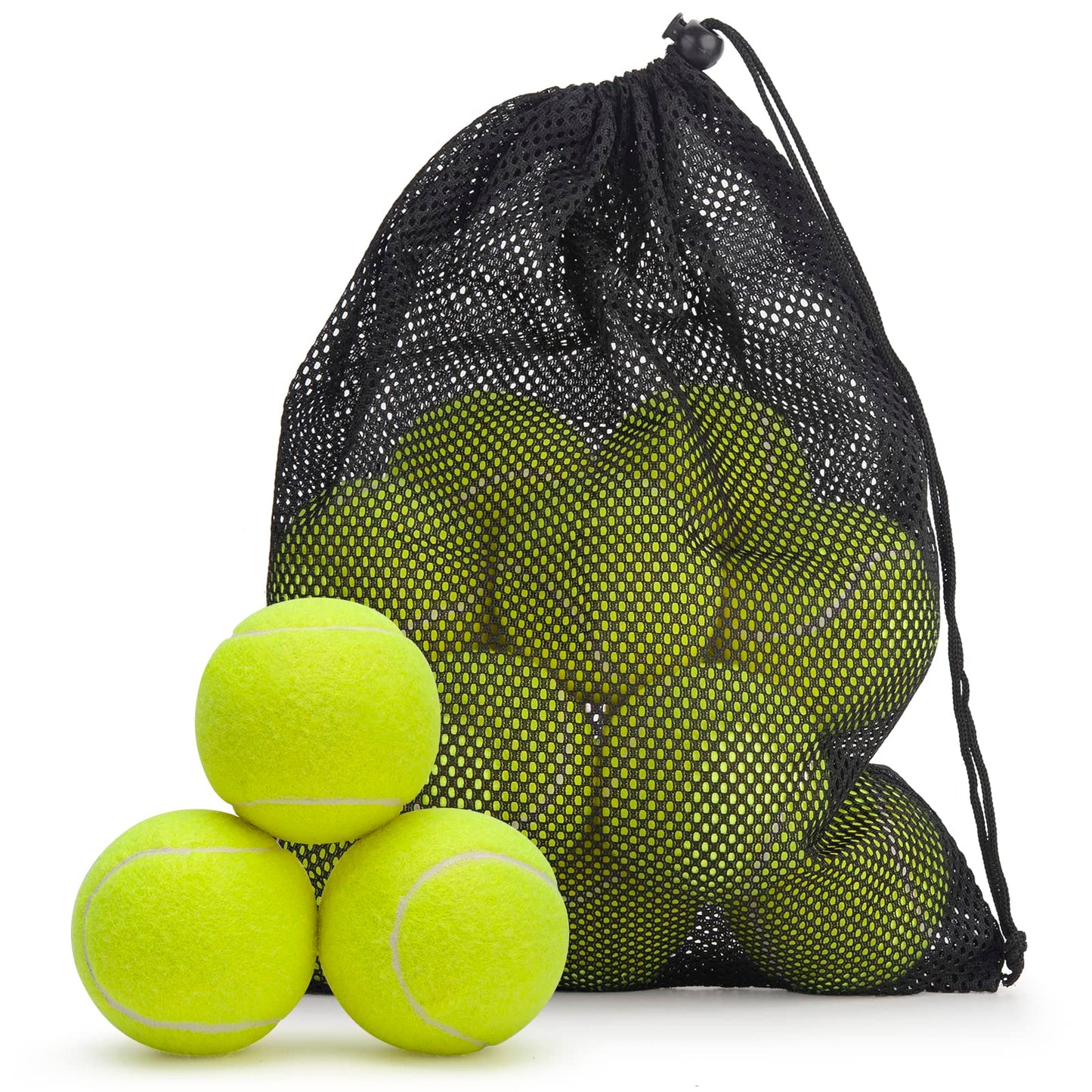 SUNEZLGO Premium 12-Piece Tennis Balls Set, 2.5 Inch Diameter, Durable Thickened Safe Natural Rubber, Multi-Purpose, Ideal Sports Gift