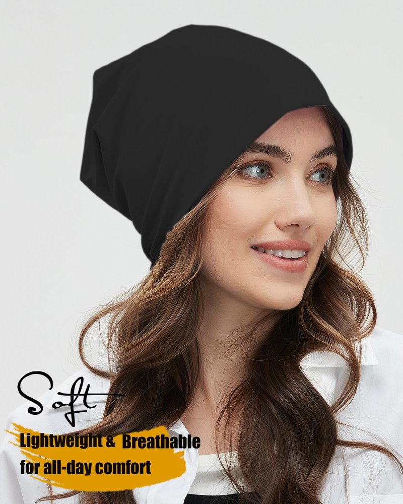 ROYBENS 100% Cotton T-Shirt Beanie for Women Men Slouchy Beanies Soft Hipster Daily Hat Lightweight Skull Cap