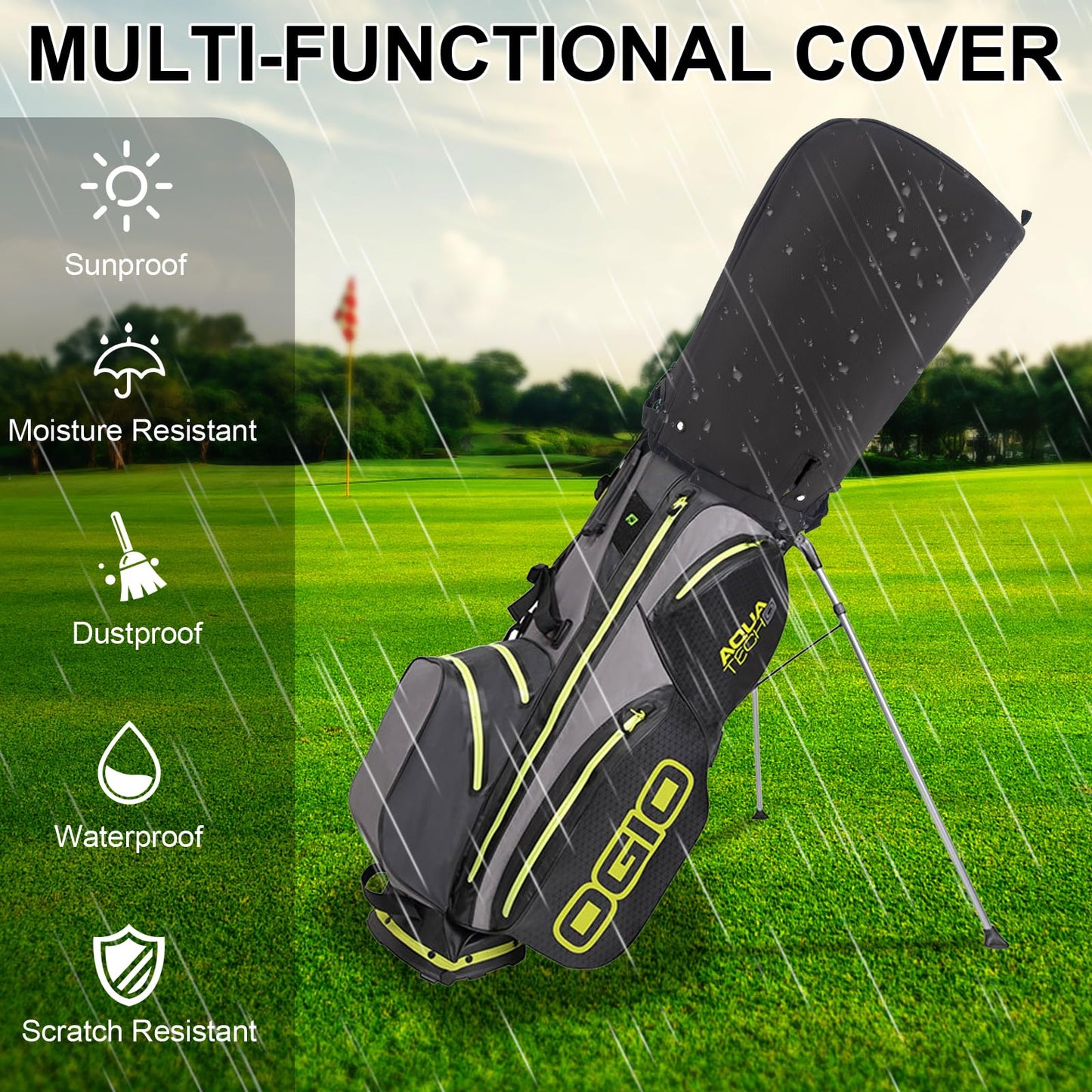 TUYUU Golf Bag Cover,Golf Bag Rain Hood Cover,Waterproof Golf Bag Covers for Rain,Golf Bag Top Cover for Tour Bags Golf Bags Carry Cart Stand Bags,Golf Gifts for Men Women.Golf Club Bag Accessories