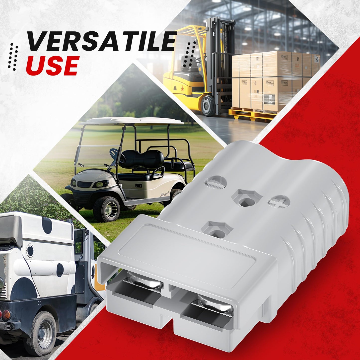 DMTVAL 120A Quick Connect Battery Connector Kit, Genderless Plug for 4 AWG Wire, 2 Pack Red Housing, Suitable for Car, Trailer, Winch, Forklift, Trolling Motor