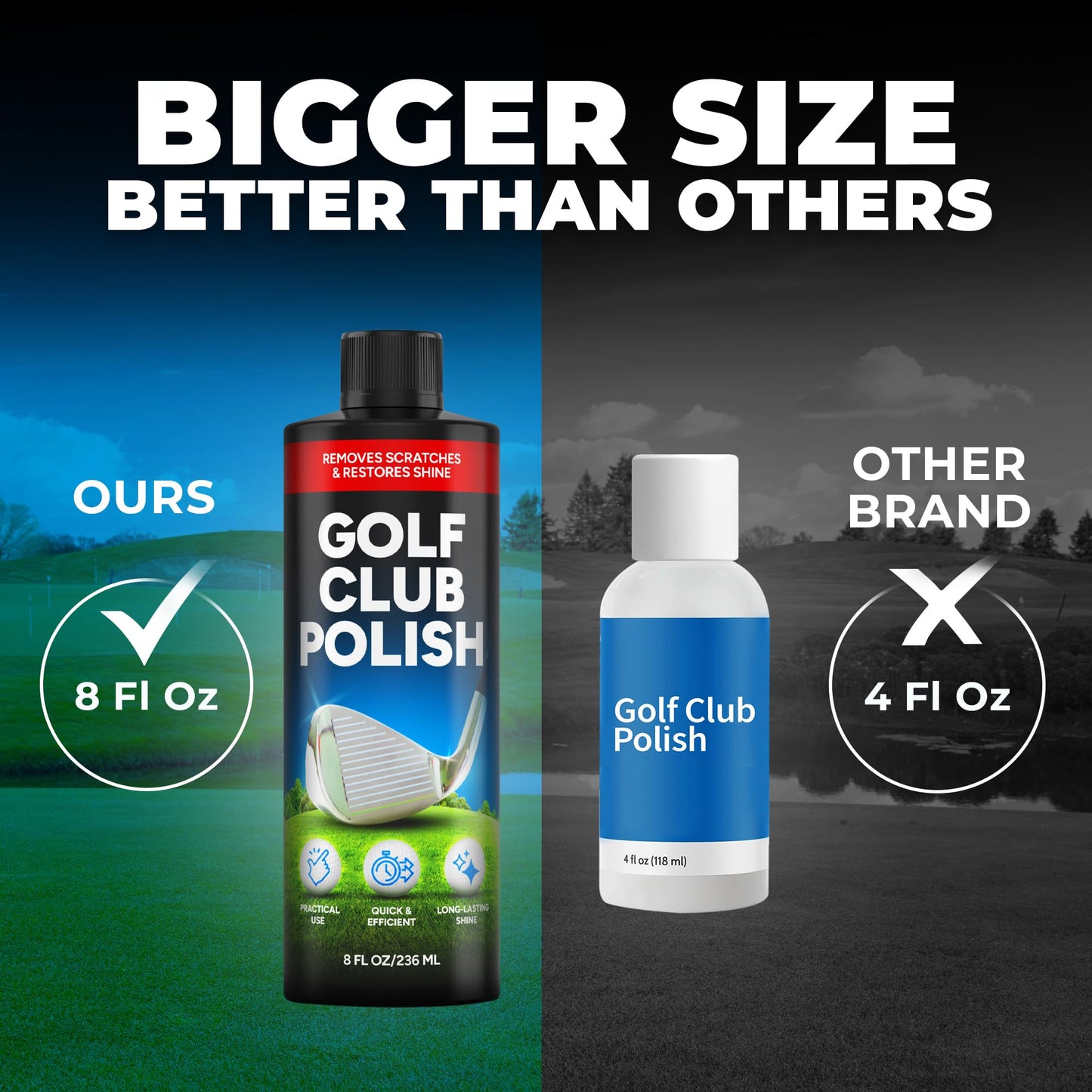 FORTIVO Golf Club Polish - Golf Club Head and Groove Cleaner, Rust Remover for Metal, Zinc, Aluminum, Steel, Easy to Use Club Cleaner, Instant Rust, Scuff and Stain Remover - 8oz