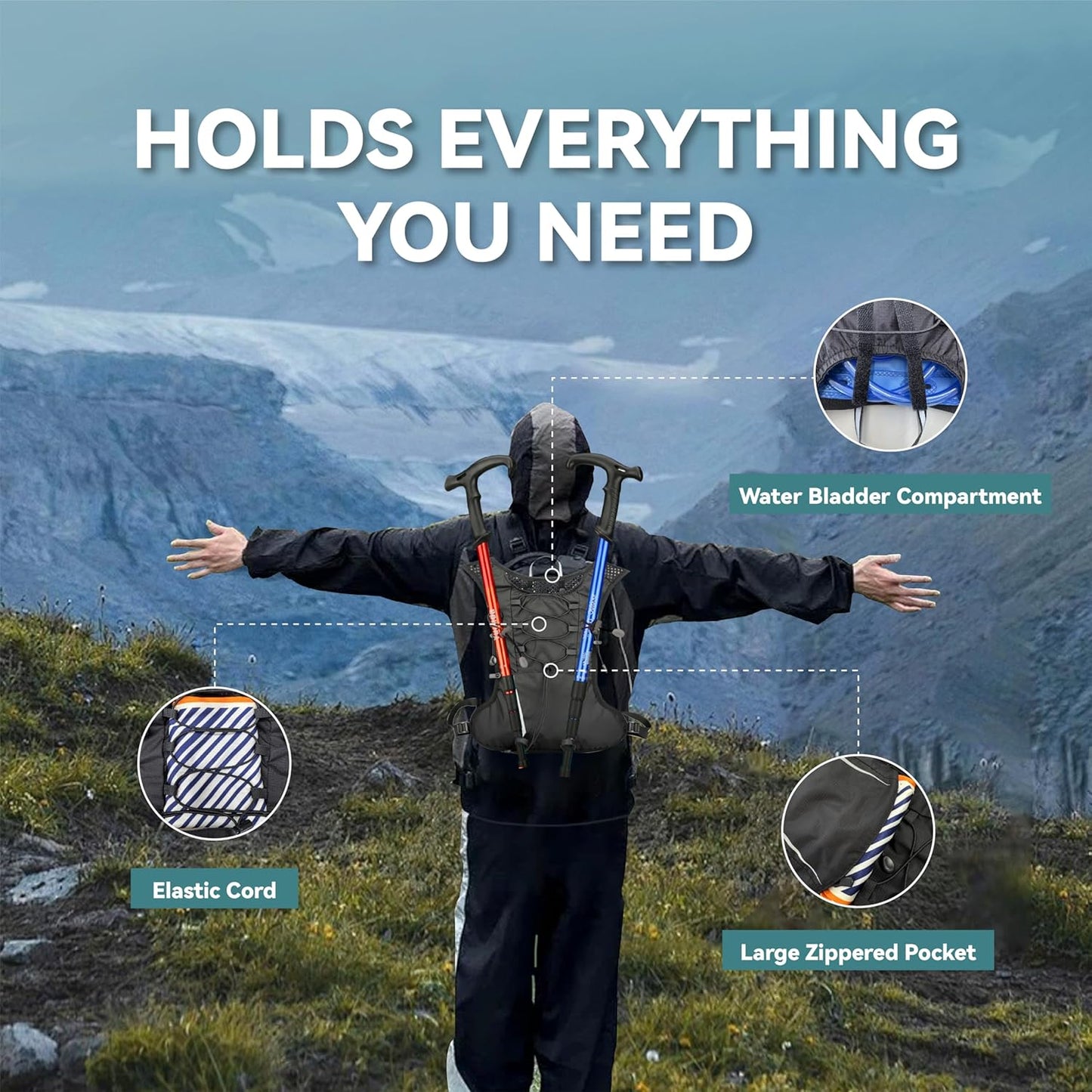 XBT Hydration Pack - Lightweight 2L Water Bladder Running Vest | Adjustable, Breathable, Reflective Backpack for Hiking & Cycling