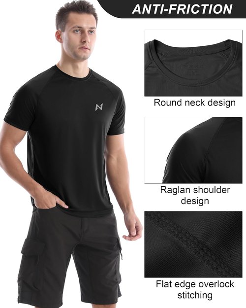 Isnowood UPF 50+ Swim Shirts - Men's Sun Protection Short Sleeve Rash Guard | Quick Dry Beach Shirt