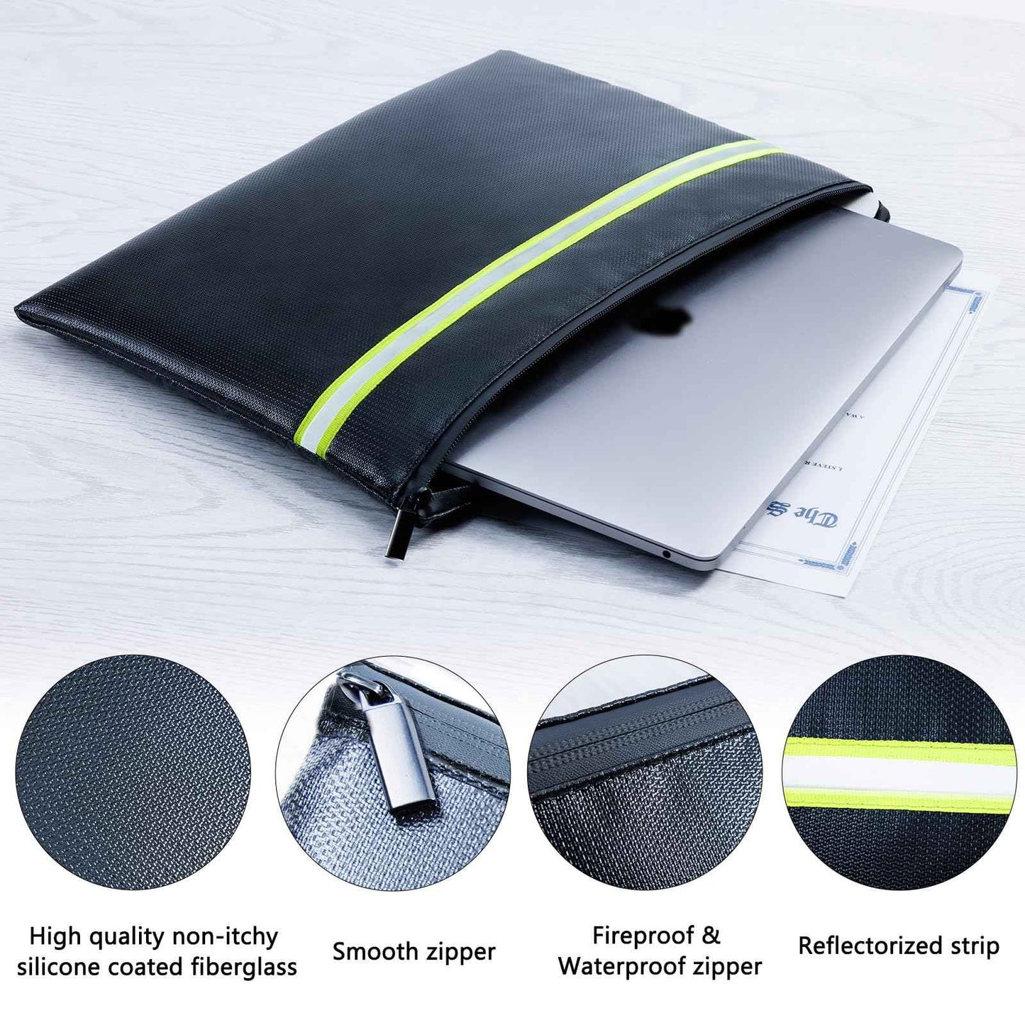 FRECOLSH Fireproof Document Bag – 3 Pack (15" x 11", 13" x 9.7", 10.5" x 8") Fireproof & Water- proof Document Organizer | Document Holder with Zipper Secure for Cash, Passports, Check& More