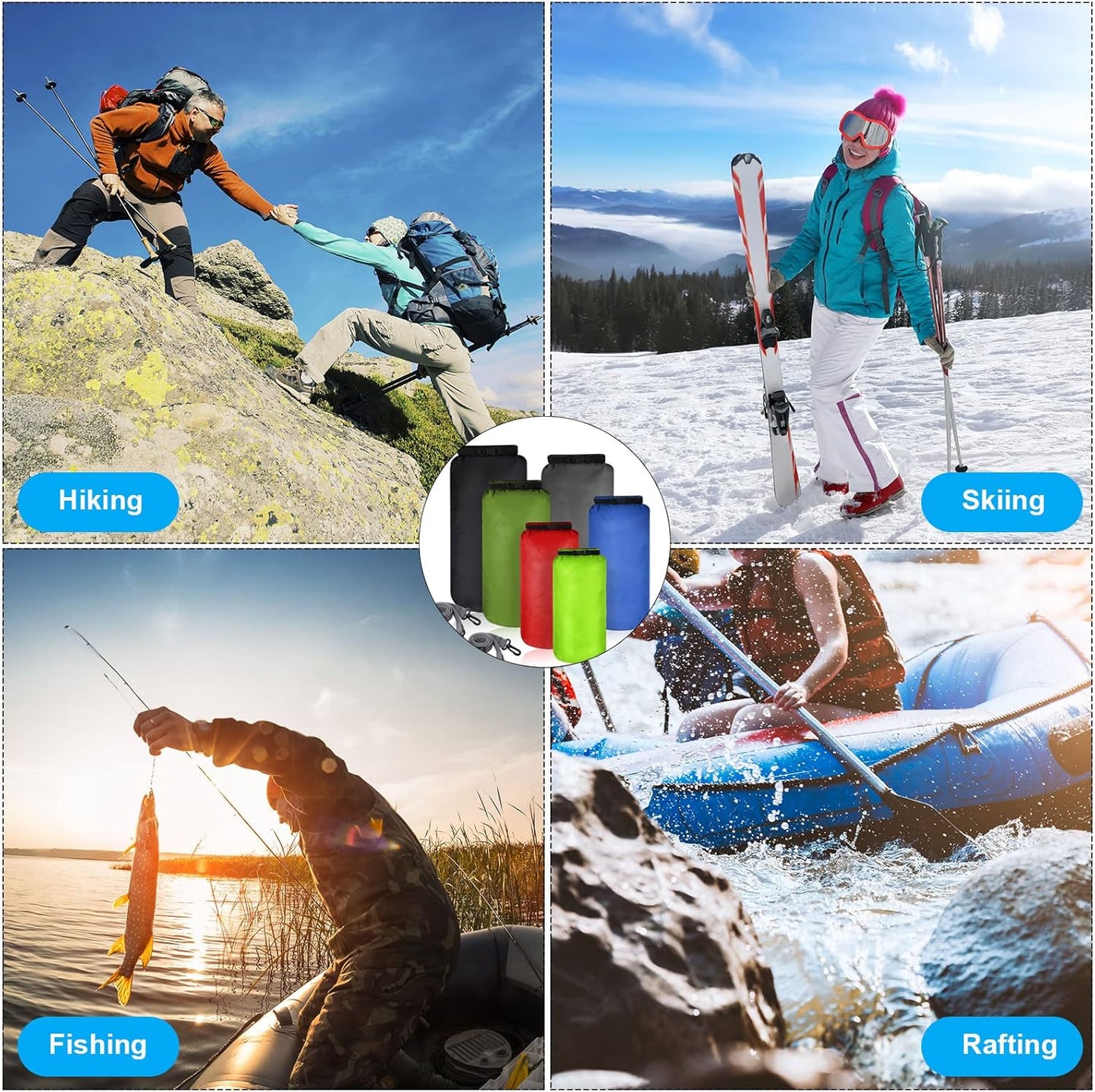 Shappy Waterproof Dry Bag Set - 6 Pcs Ultralight Stuff Sacks for Camping & Outdoor Gear | 20/15/10/8/5/3L