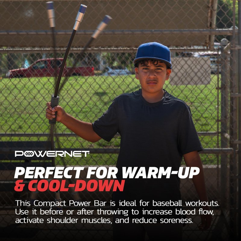 PowerNet Compact Power Bar, Weighted Tube with Interchangeable Weights, Strength Training Shoulder Rehabilitation Aid, Baseball Training Warm Up Cool Down, Increase Strength, Mobility & Flexibility