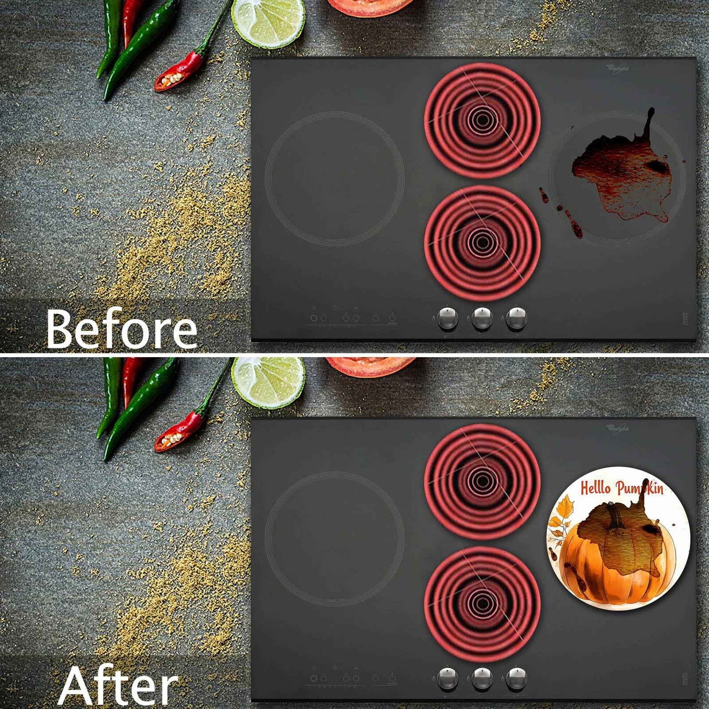 Autumn Pumpkin Electric Stove Burner Covers，4 Pcs Thanksgiving Decor Round Stove Burner Cover，8 Inches and 10 Inches，Gas Stove Burner Cover,Metal Cooktop Fall Decorative Home Decor,Kitchen Decor