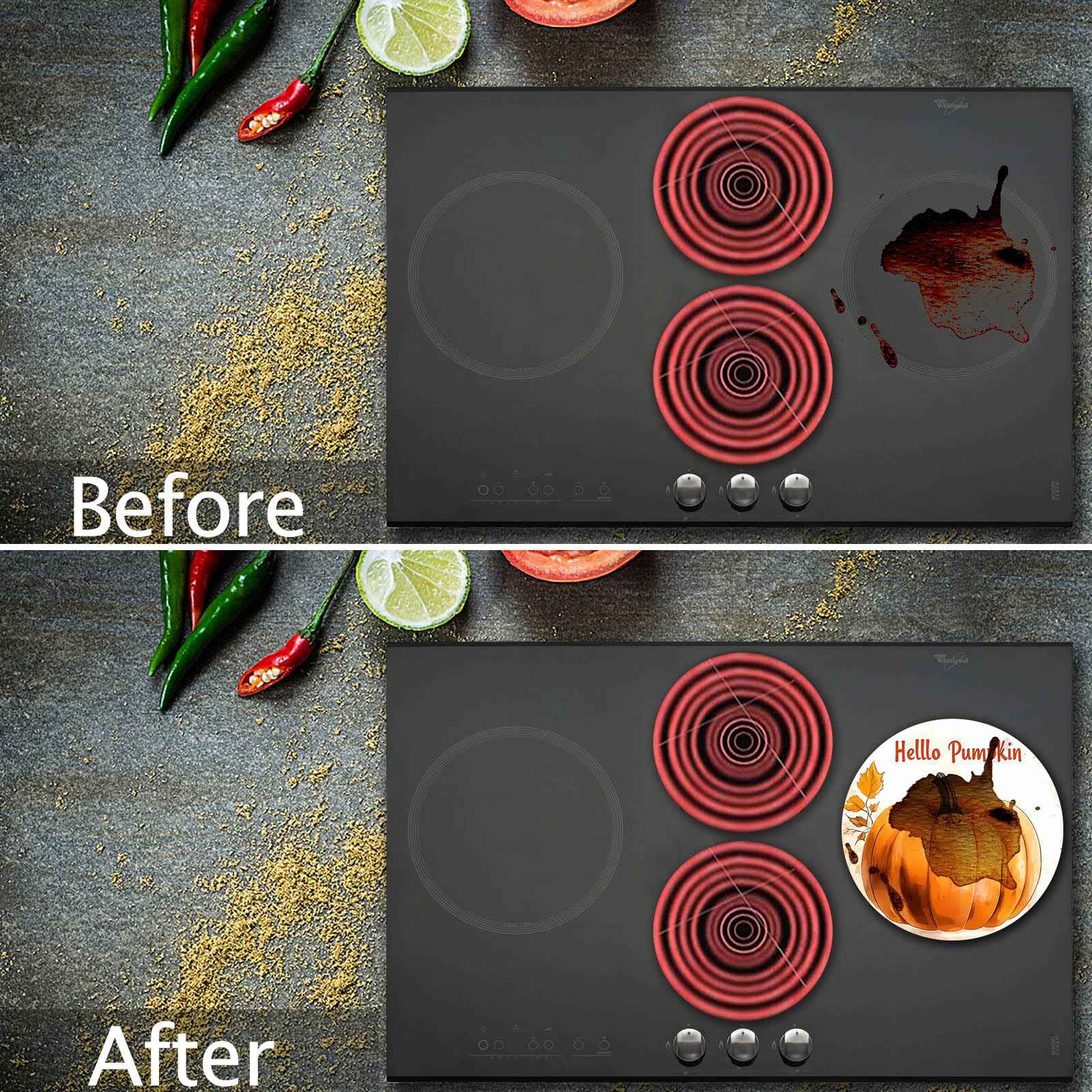 Autumn Pumpkin Electric Stove Burner Covers，4 Pcs Thanksgiving Decor Round Stove Burner Cover，8 Inches and 10 Inches，Gas Stove Burner Cover,Metal Cooktop Fall Decorative Home Decor,Kitchen Decor