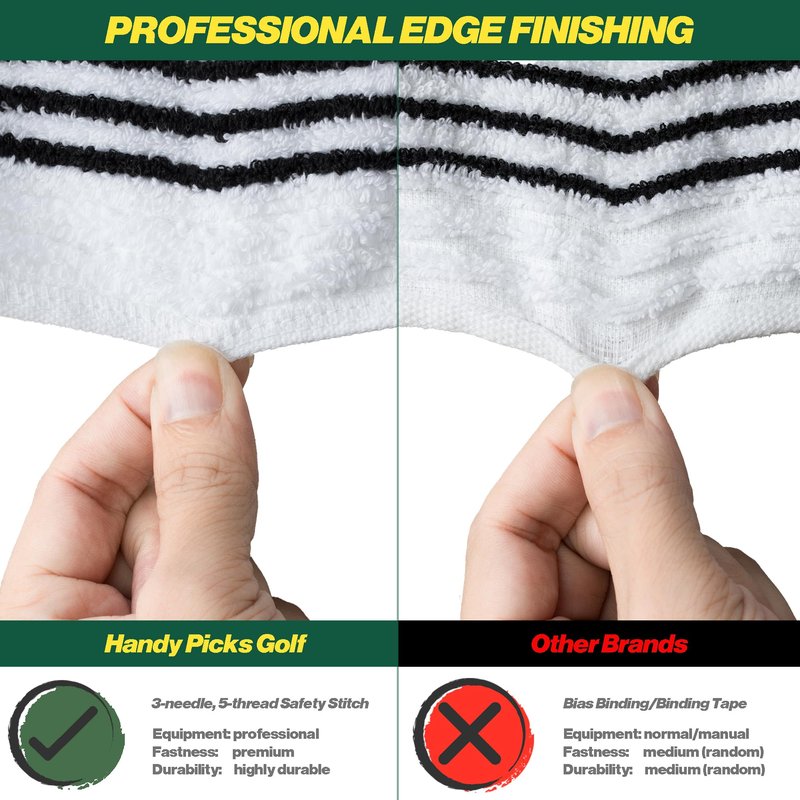 Handy Picks Caddie Golf Towel, Extra Large 44” x 22” Caddy Towel for Tour Professionals, Selected Soft Cotton, Absorbent with Professional Edge Finishing (White, Pack of 1)