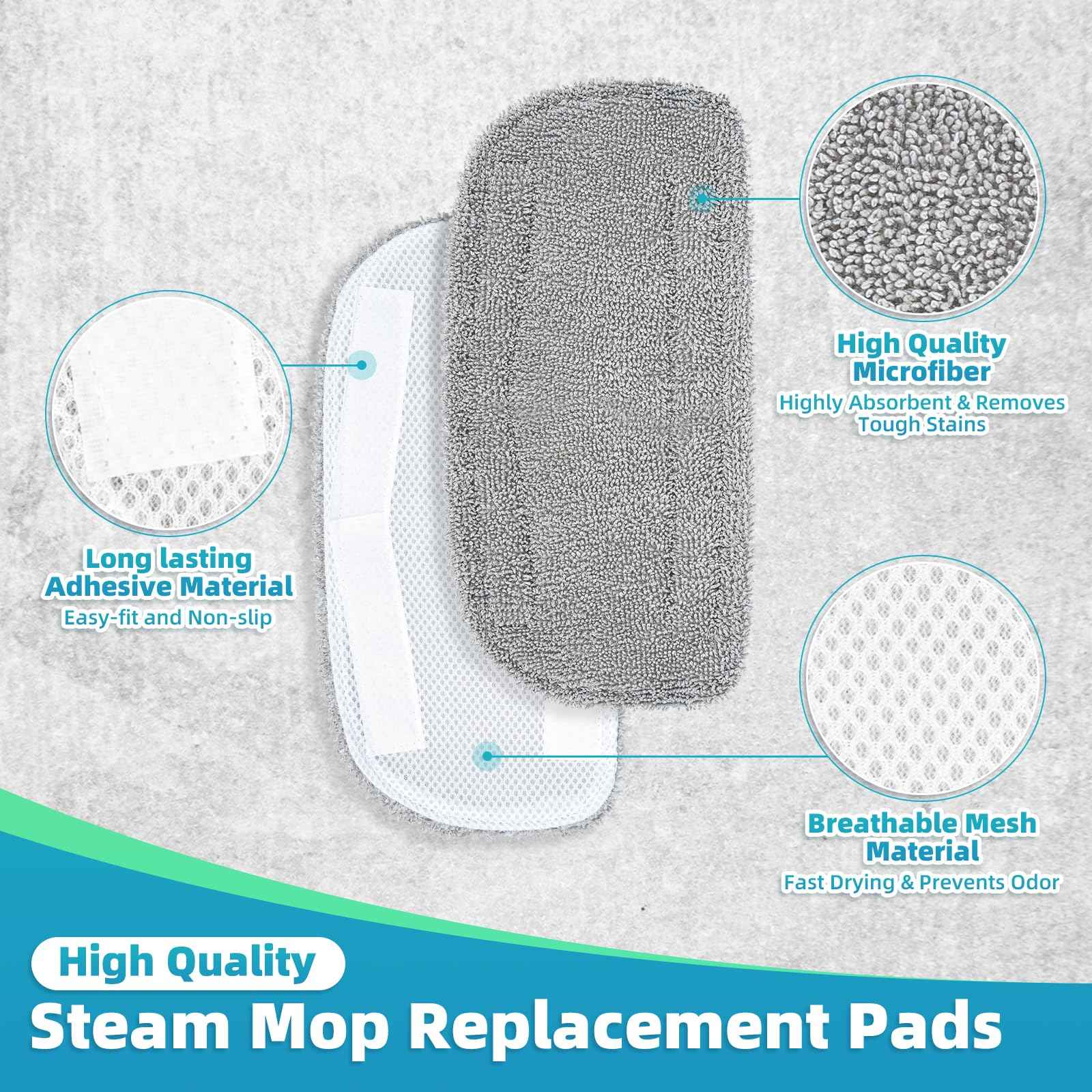 LOVECO 4 Pack Steam Mop Pads Compatible with GorFanty GF-6610B/GF-6610, Neugo NE033/NE033M & Mxnsewr, Washable Microfiber Steam Mop Replacement Pads for Multi-Surface Cleaning