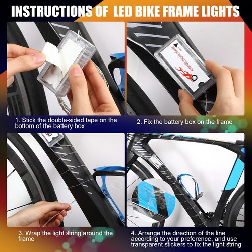 Woanger 3 Pcs LED Bike Lights for Night Riding Bicycle Wheel and Frame Lights Battery Powered Bike Accessories Gifts for Adults Riding at Night (Multicolor)