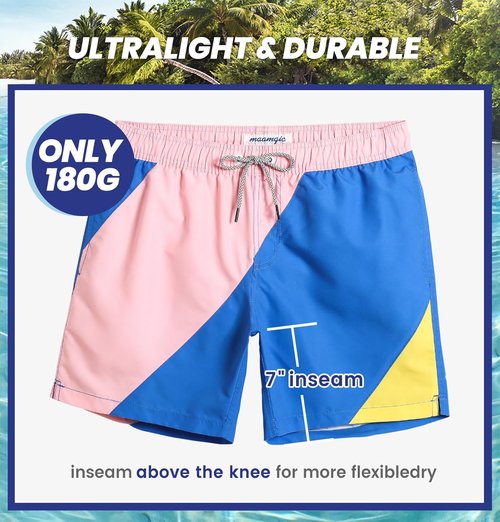 Maamgic Men's Swim Trunks - Quick Dry Swim Shorts with Mesh Lining | Funny Bathing Suits, 7-Inch Length