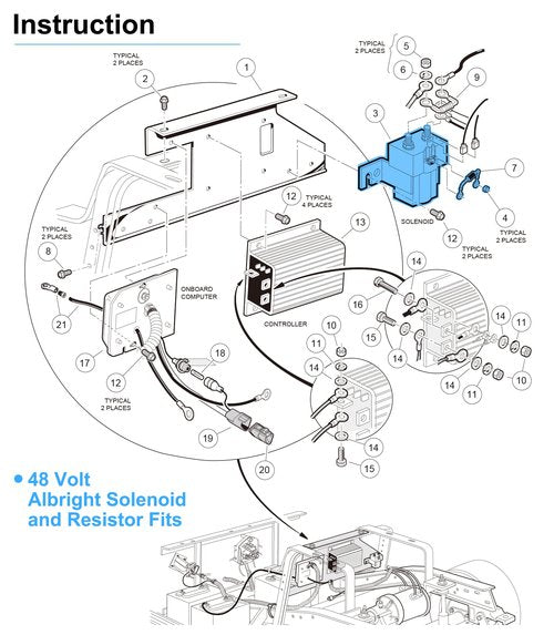 Dewkake Club Car 48V 4 Terminal Solenoid Coil, Fits 1995-UP DS and 2004-2008 Precedent Golf Carts, OEM# 101908701 102774701, 5722 Suit(Solenoid and Resistor Assembly)