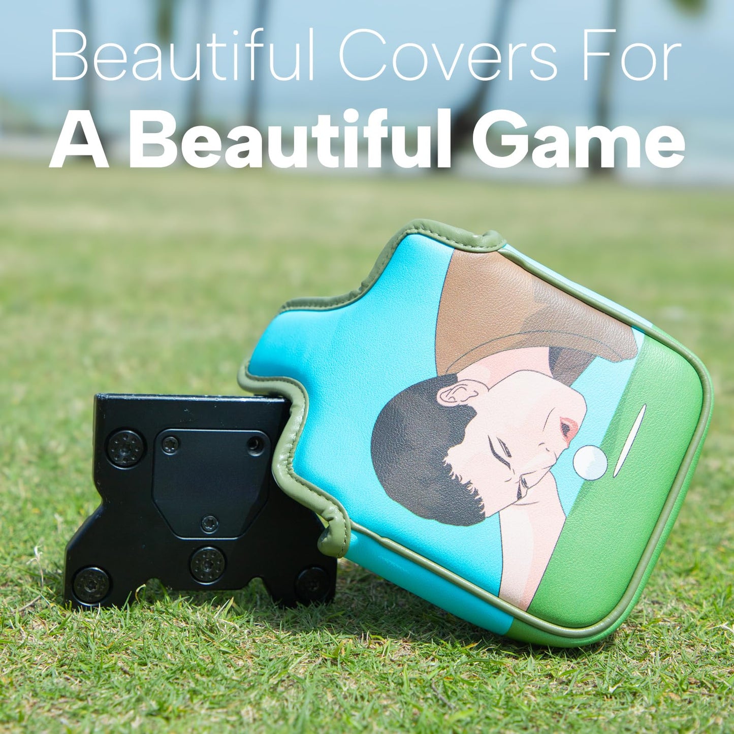 Golf Putter Covers Mallet Putter Cover Leather Putter Headcover with Magnetic Closure Golf Club Covers for Most Brand Putter (Green-Mallet)