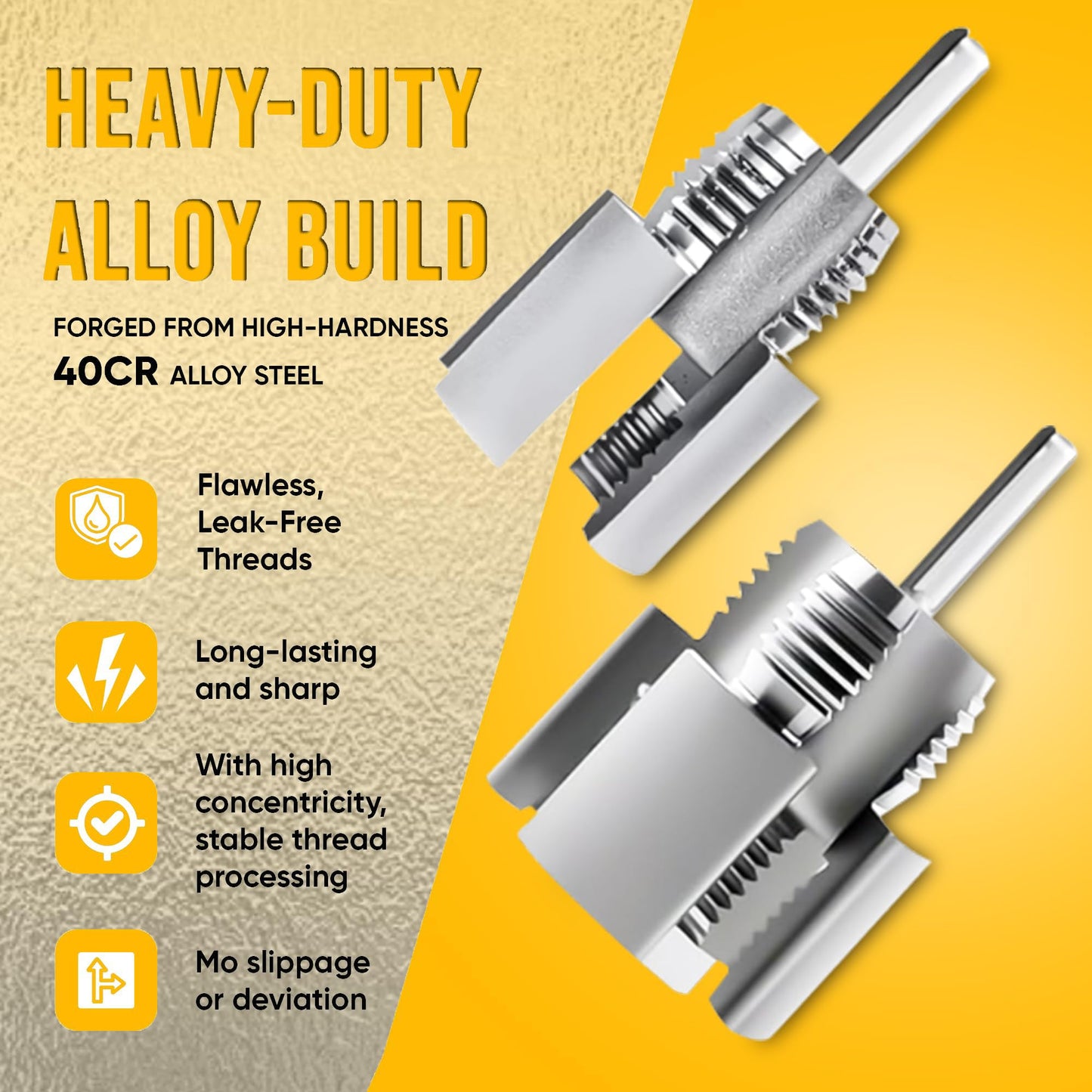 Integrated Internal & External Pipe Threading Tool, Upgrade Pipe Thread Cutting Tool, PVC Rethreading Tool for Water Pipes,1/2" and 3/4" Pipe Sizes Rethreading Tool for Electric Drill (1/2"+3/4")