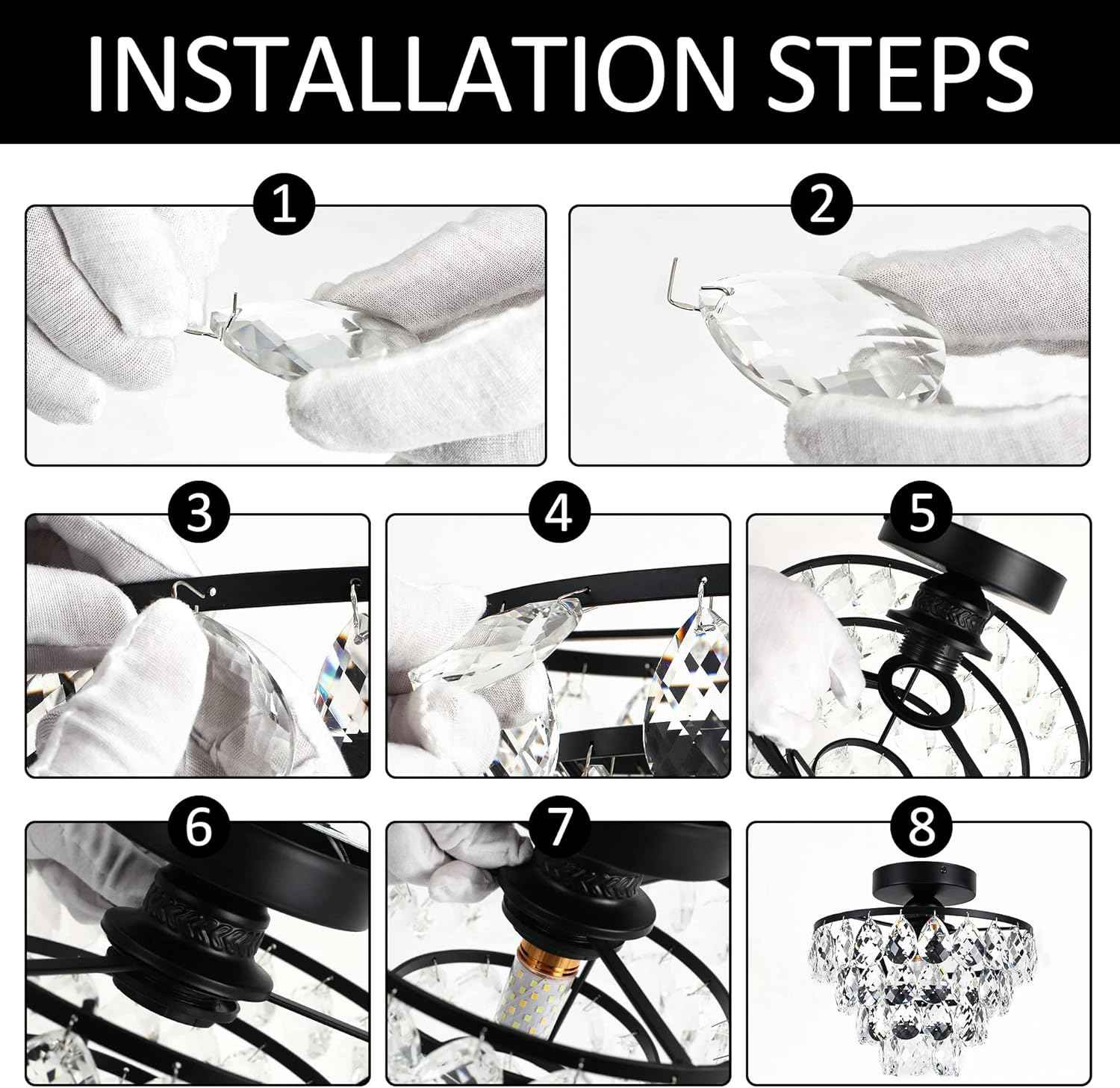 Gold Crystal Mini Chandelier - Modern Flush Mount Ceiling Light for Hallway & Bedroom