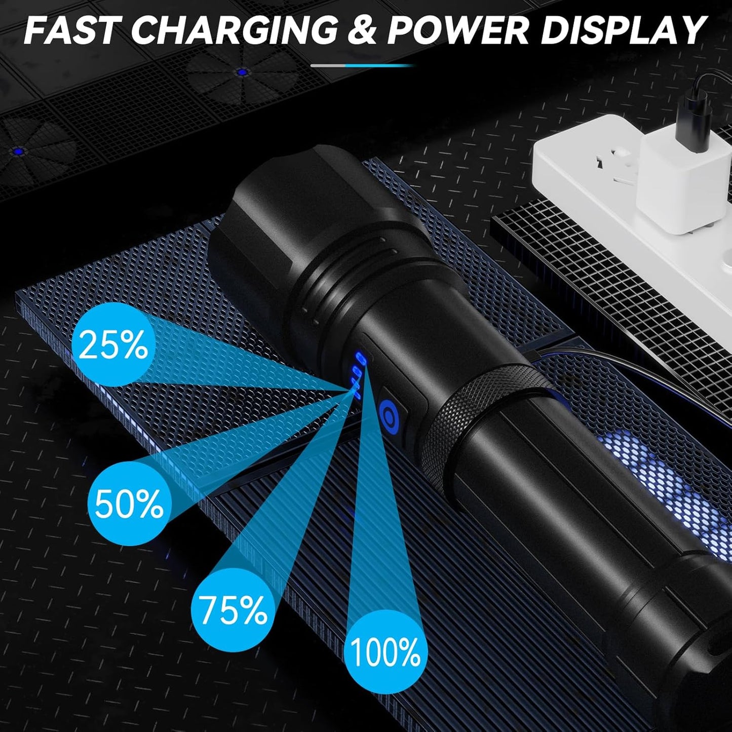 99,000 Lumens Rechargeable LED Flashlight - Super Bright, 7 Modes, IPX6 Waterproof for Camping & Hiking