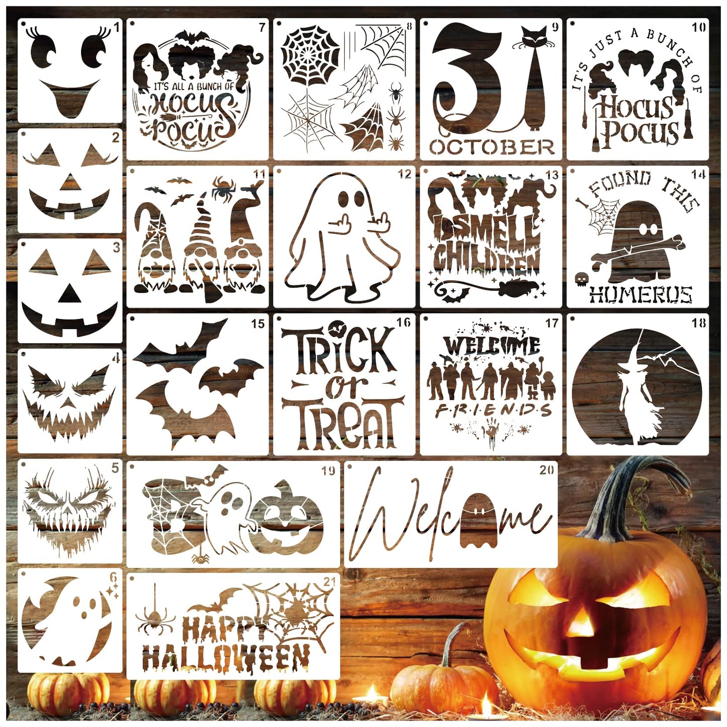 Halloween Stencils for Door Mats Large Reusable Halloween Rug Doormat Stencil for Painting on Wood Crafts Shirts Glass Door Hanger Sign (bat21)
