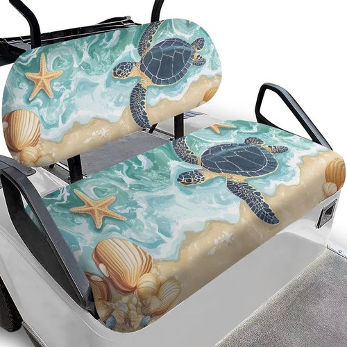 Rarucativ Beach Turtle Golf Cart Seat Cover Lightweight Golf Cart Front Seat Cover Kit Keeps Seats Clean and Comfortable Golf Club Car Accessories Suitable for All Seasons