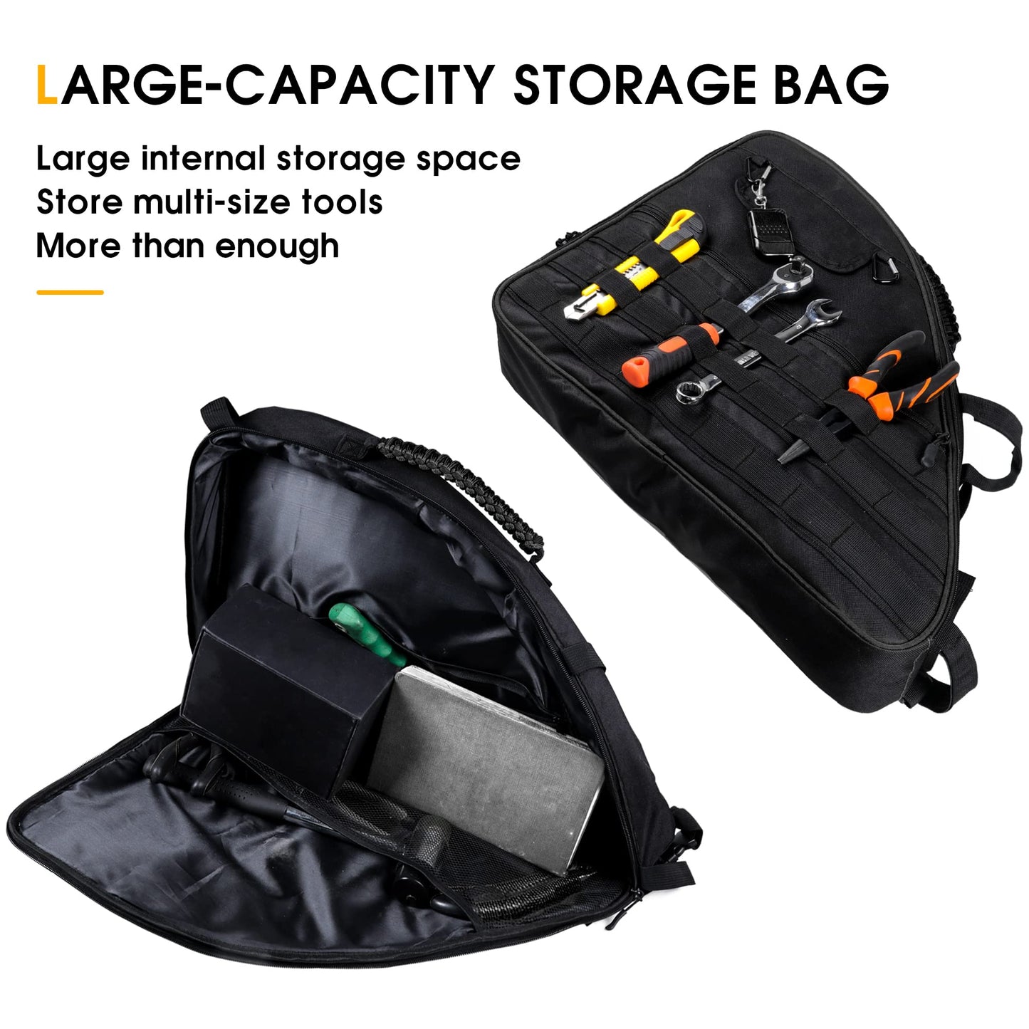 BESTAOO Roll Bar Storage Bag Cargo Cage for Ford Bronco 2021 2022 2023 2024 2025 2026 4 Door Accessories with Multi-Pockets Organizers & Cargo Bag Saddlebag Tool Kit