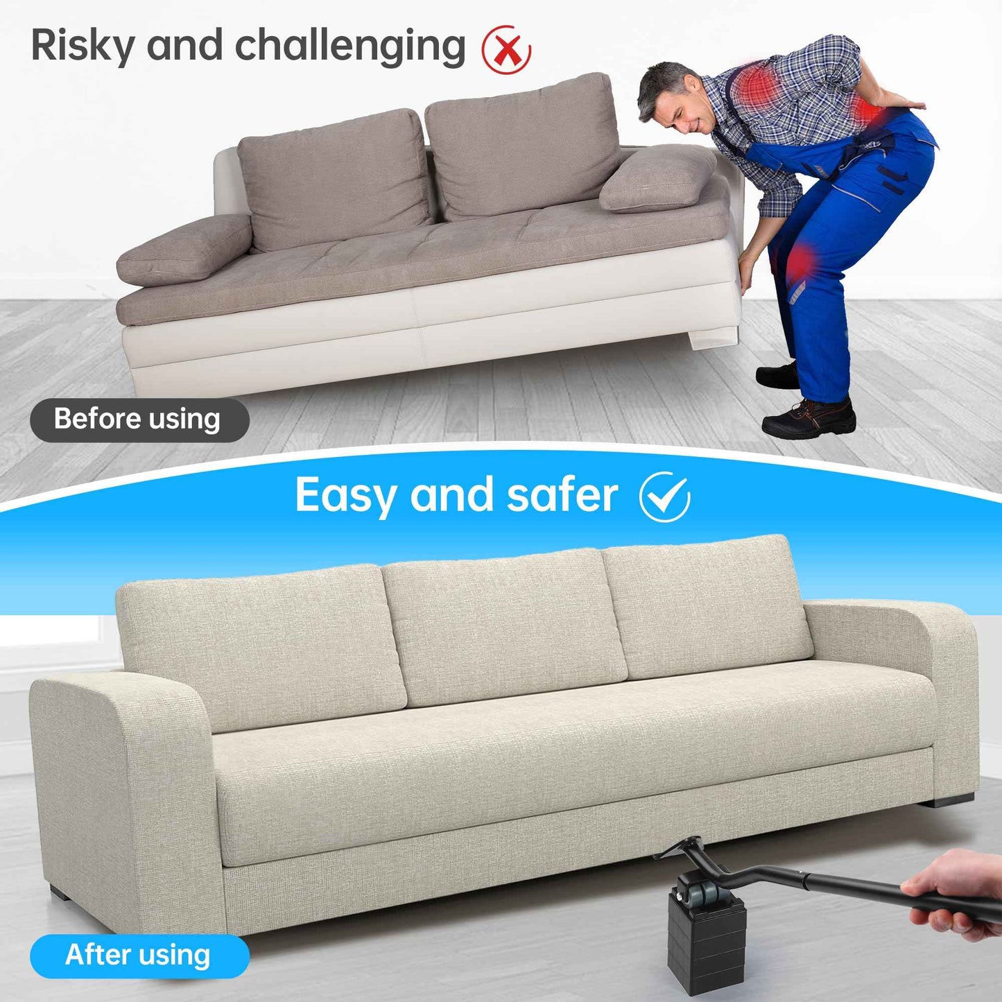 Furniture Lifter Tool, Appliance Lifter, Save 80% Effort, Lift Up to 400 Pounds Heavy Items, Furniture Lifter Jack for Heavy Furniture Appliance, Safely and Easily Lifting Furniture and Appliances