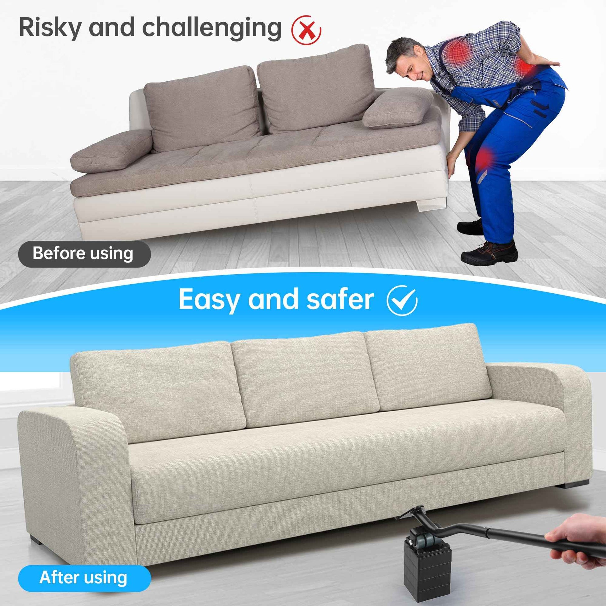 Furniture Lifter Tool, Appliance Lifter, Save 80% Effort, Lift Up to 400 Pounds Heavy Items, Furniture Lifter Jack for Heavy Furniture Appliance, Safely and Easily Lifting Furniture and Appliances