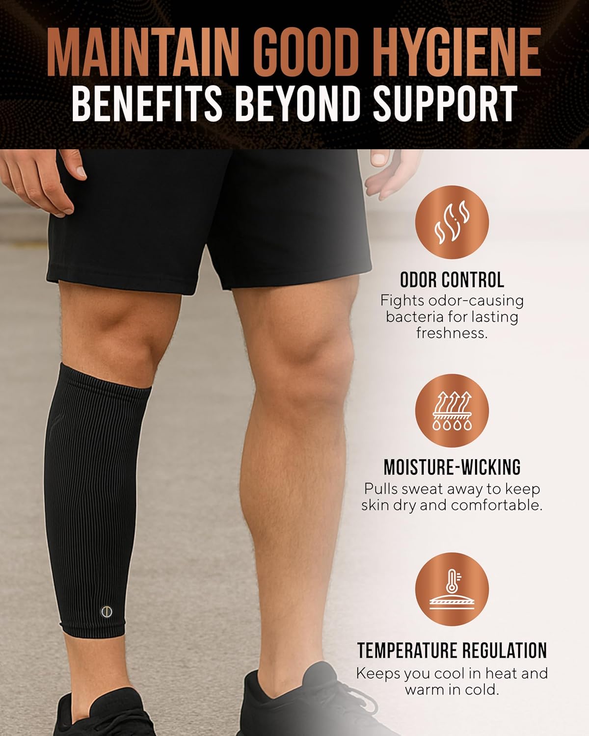 TheraCopper Copper Calf Compression Sleeve - Breathable Non-Slip Shin Support for Men & Women | Ideal for Runners & Muscle Recovery