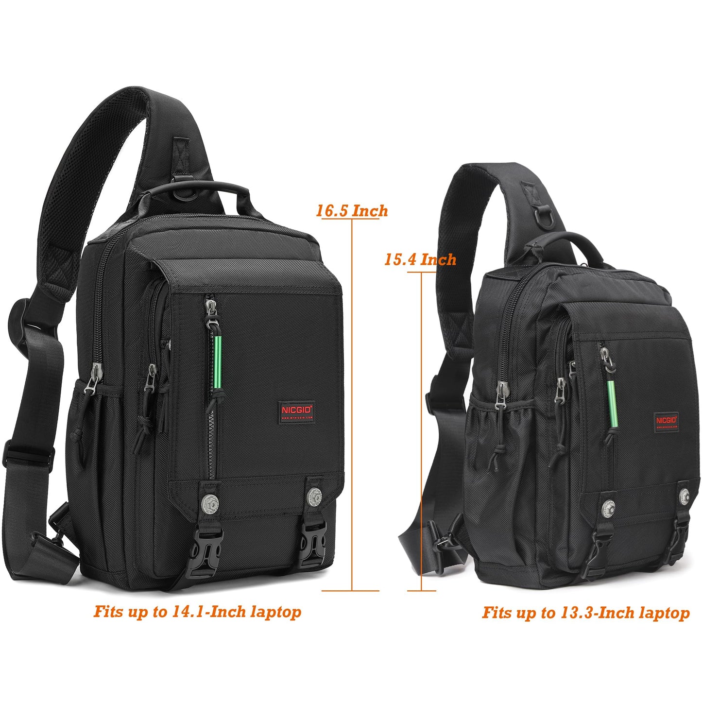 NICGID Sling Bags Chest Shoulder Backpacks, 14.1'' Laptop Backpack Crossbody Messenger Bag Travel Outdoor Men Women