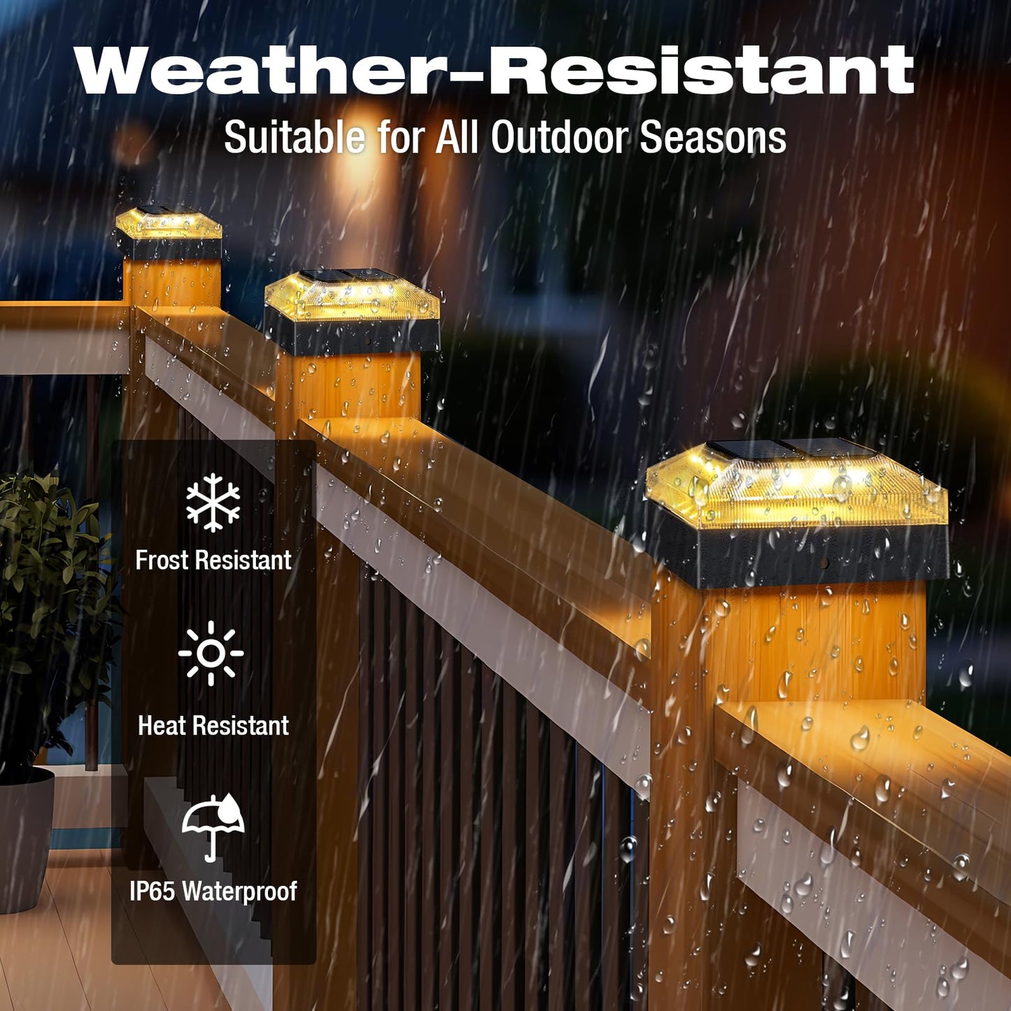 vighep 4x4 Solar Post Cap Lights Outdoor – 1 Pack Fence Post Light with 3 Color Modes, Waterproof Black Solar Powered Deck Lights for Wooden/Vinyl Posts Top, Garden