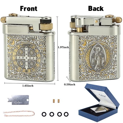 DOUBFIVSY Vintage Trench Lighter, Refillable Kerosene, Mechanical Brass Lighter, Soft Flame, Unique Gift for Men, Dad, Husband (Constantine)