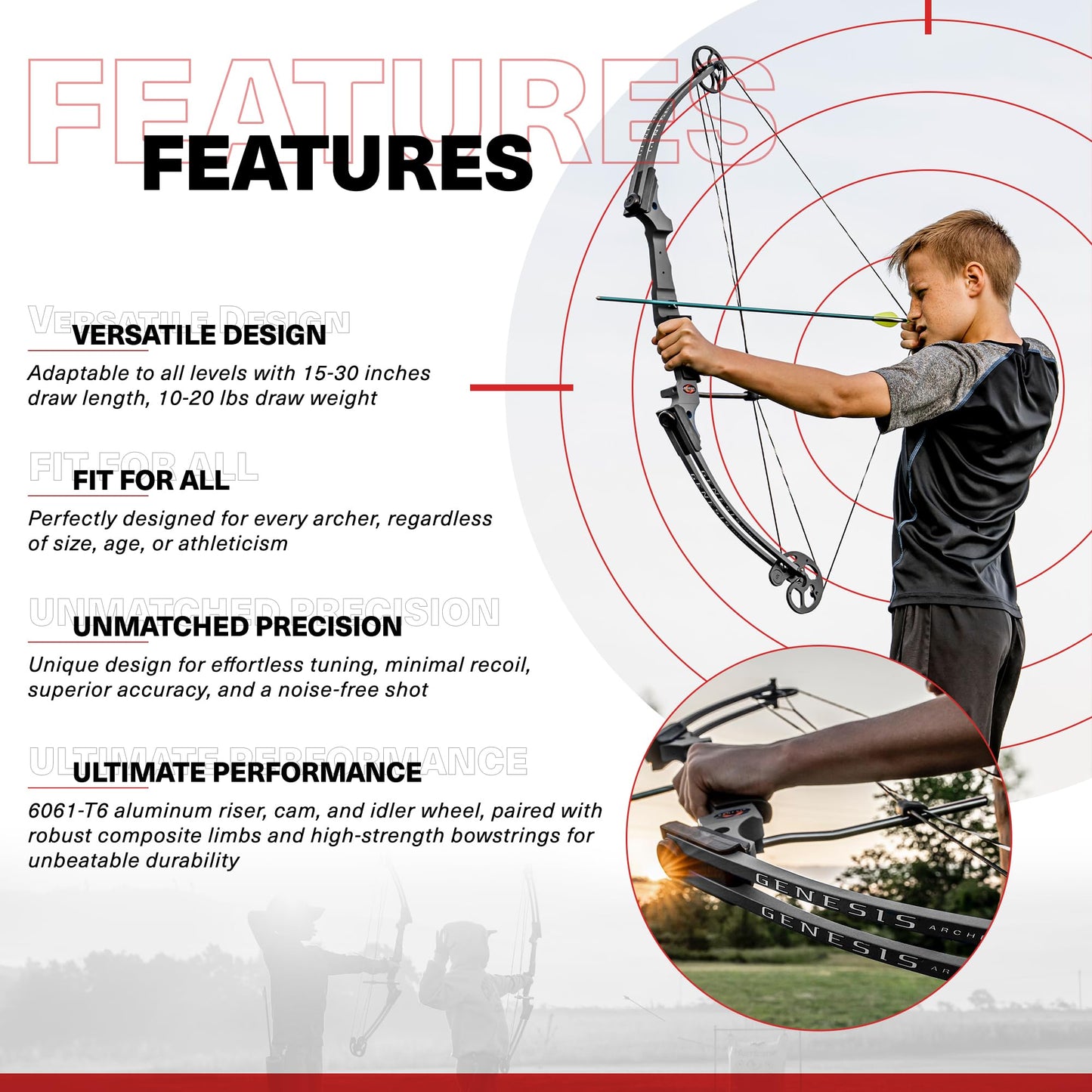 Genesis Original Compound Bow and Arrow Set with Adjustable 15-30 Inch