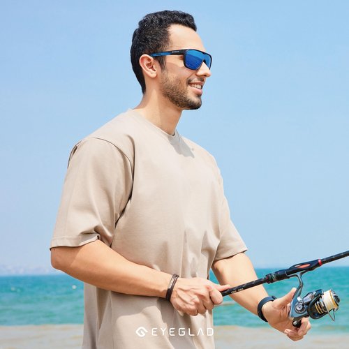 EYEGLAD MARS One-Piece Lifestyle Outdoor Polarized sunglasses UV400 Anti-Seawater Women Men Adult Teenager Running Fishing Hiking Sports (Racetrack Black)