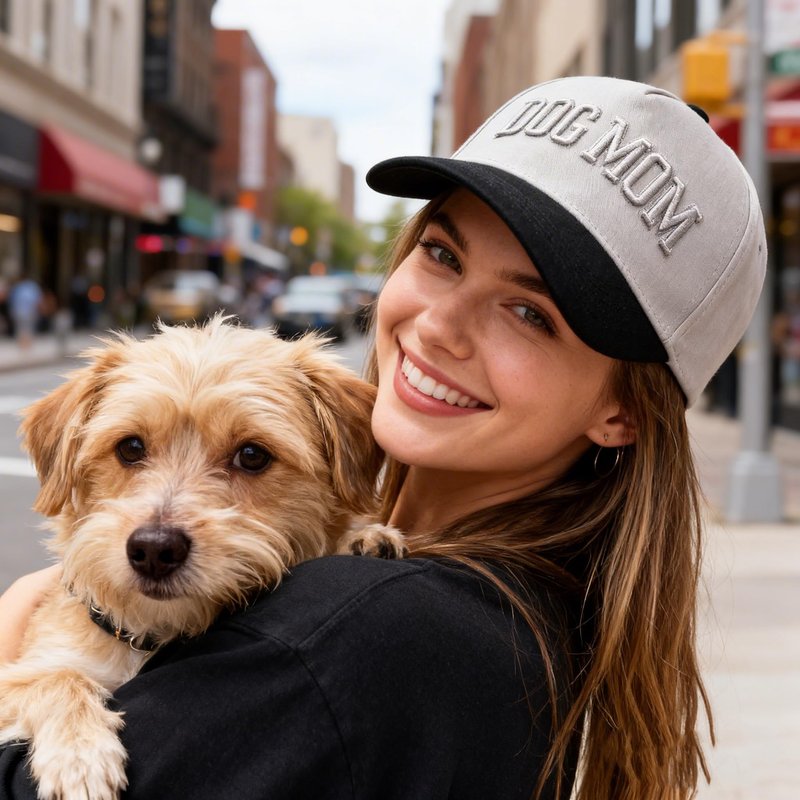 Dog Mom Hat- 3D Embroidered Puppy Mama Hat Adjustable Cotton Baseball Caps for Dog Lovers Black