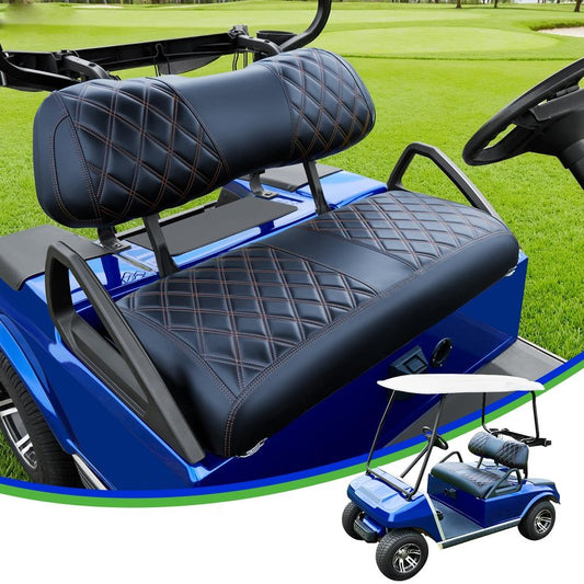 Tecoom Golf Cart Seat Covers Custom Fit for Club Car DS, Vinyl Front and Back Seat Protector Cushion Cover Set, No Stapler Required, Sun Dirty Protection Black Luxury Club Car DS Golf Cart Accessories